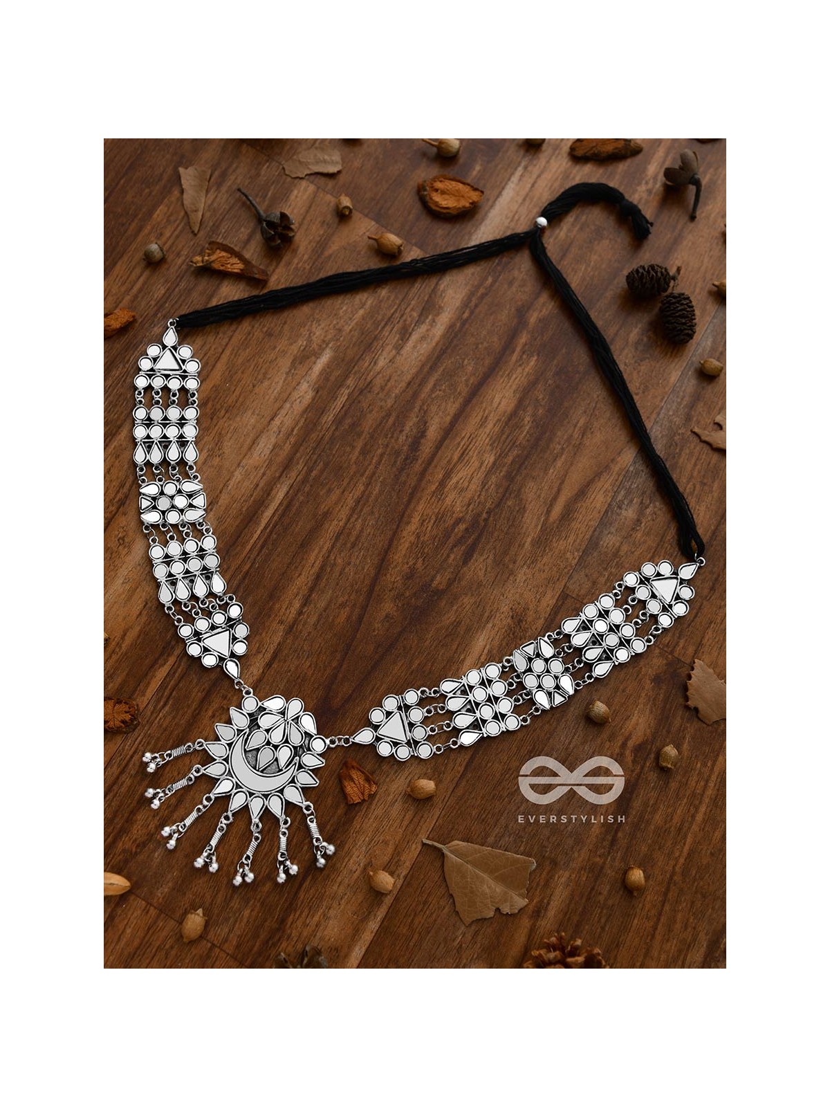 Simply a Class Apart - Gorgeous Statement Mirror Neckpiece And Earrings Set