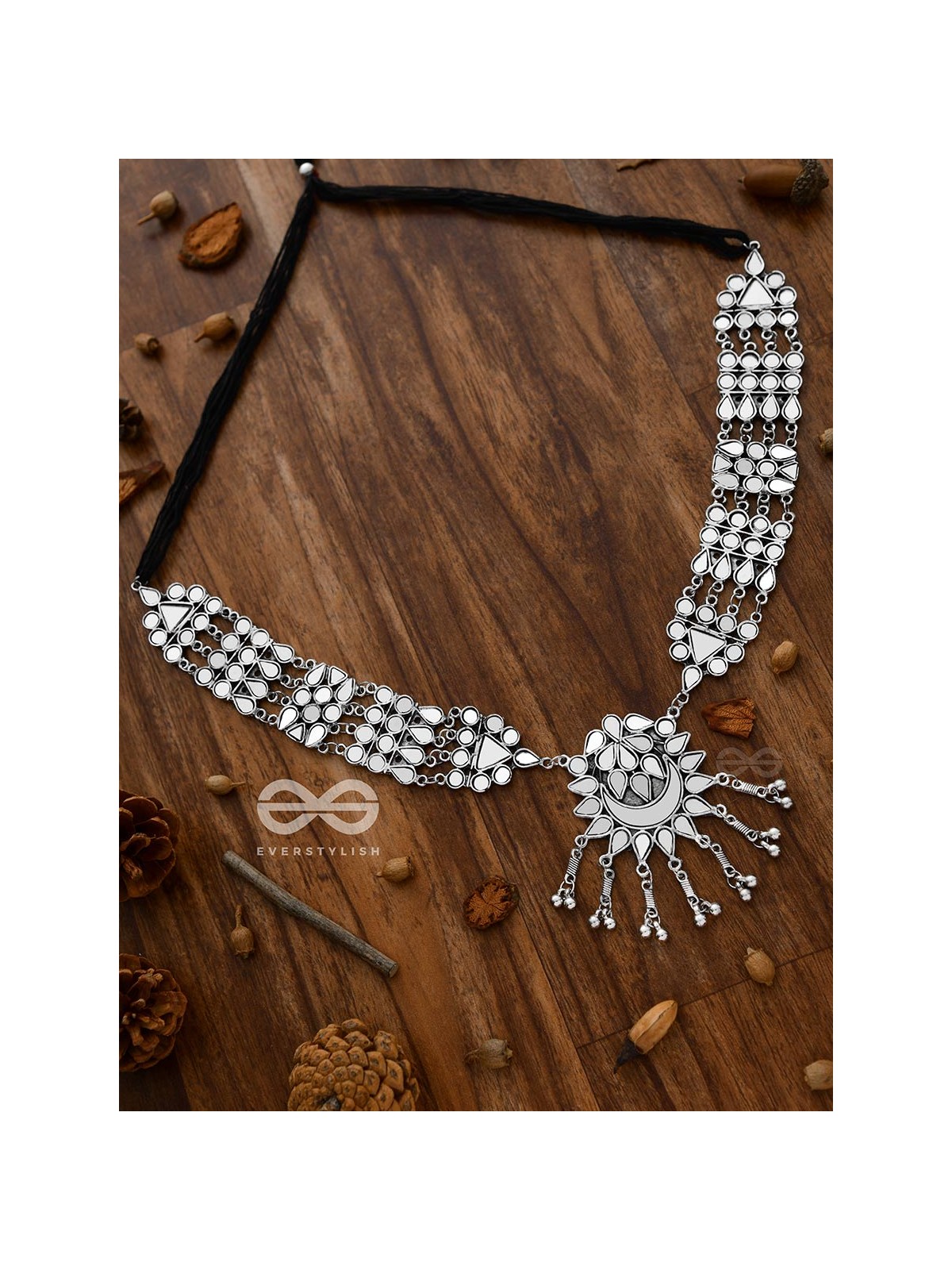 Simply a Class Apart - Gorgeous Statement Mirror Neckpiece And Earrings Set