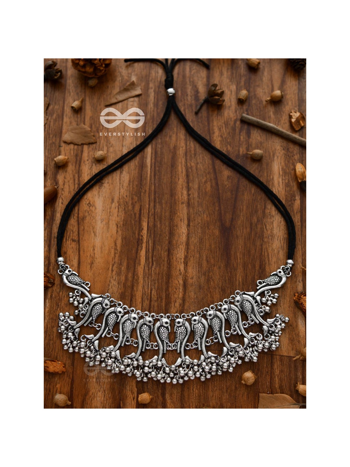 The Poignant Peacocks - Set of Earrings and Neckpiece