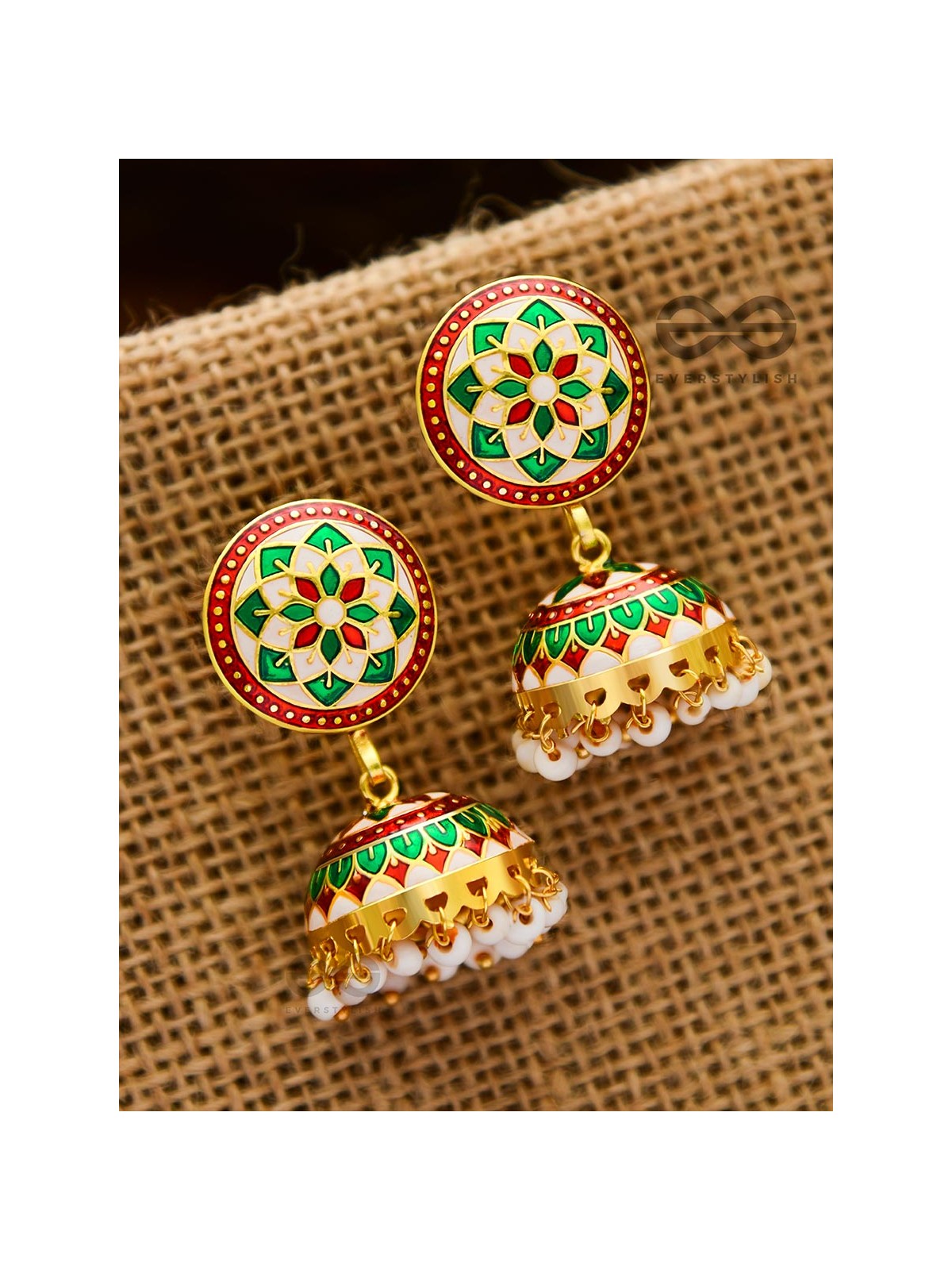 The Statement of Elegance - HandPainted Meenakari Jhumkis