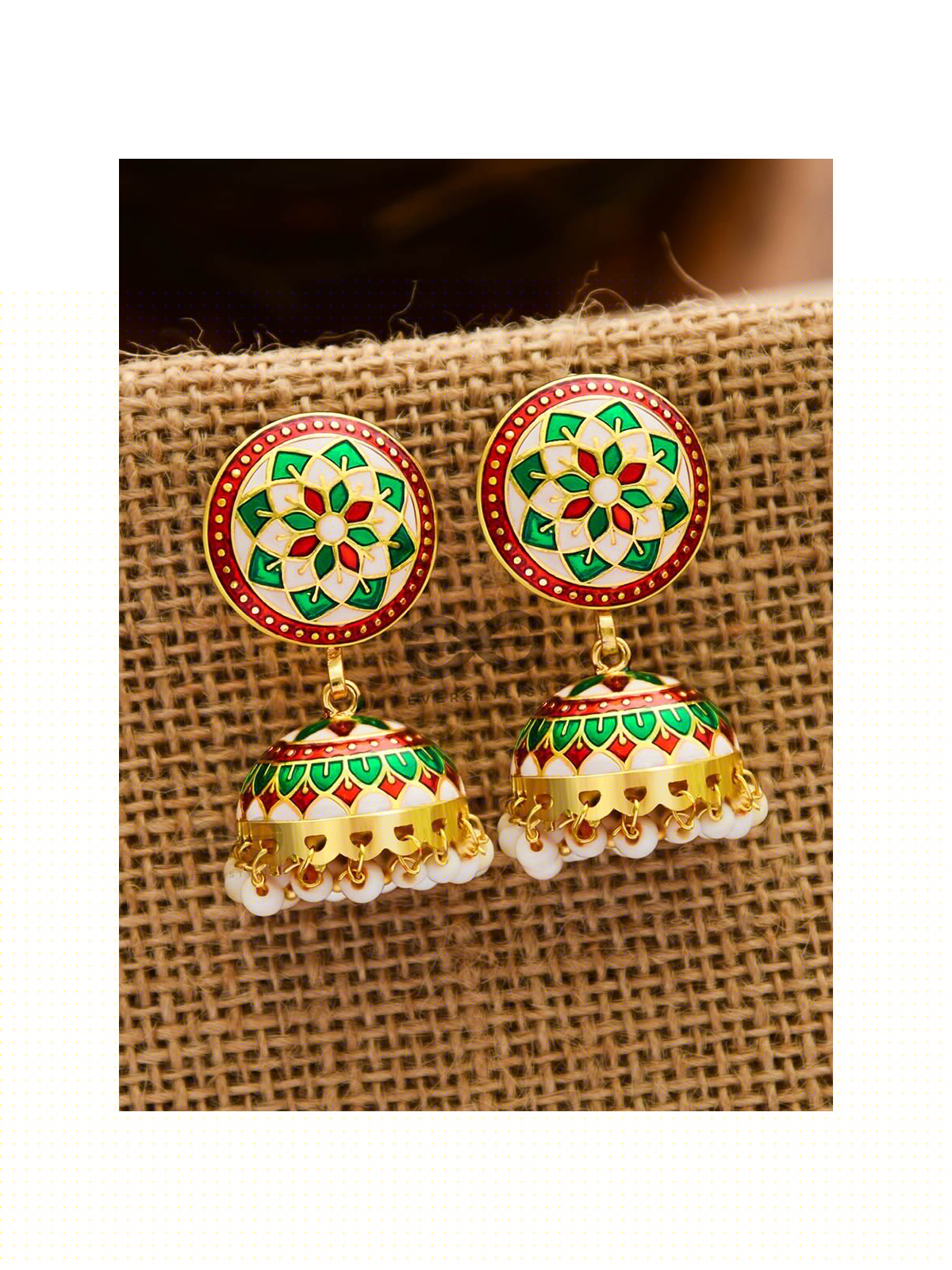 The Statement of Elegance - HandPainted Meenakari Jhumkis