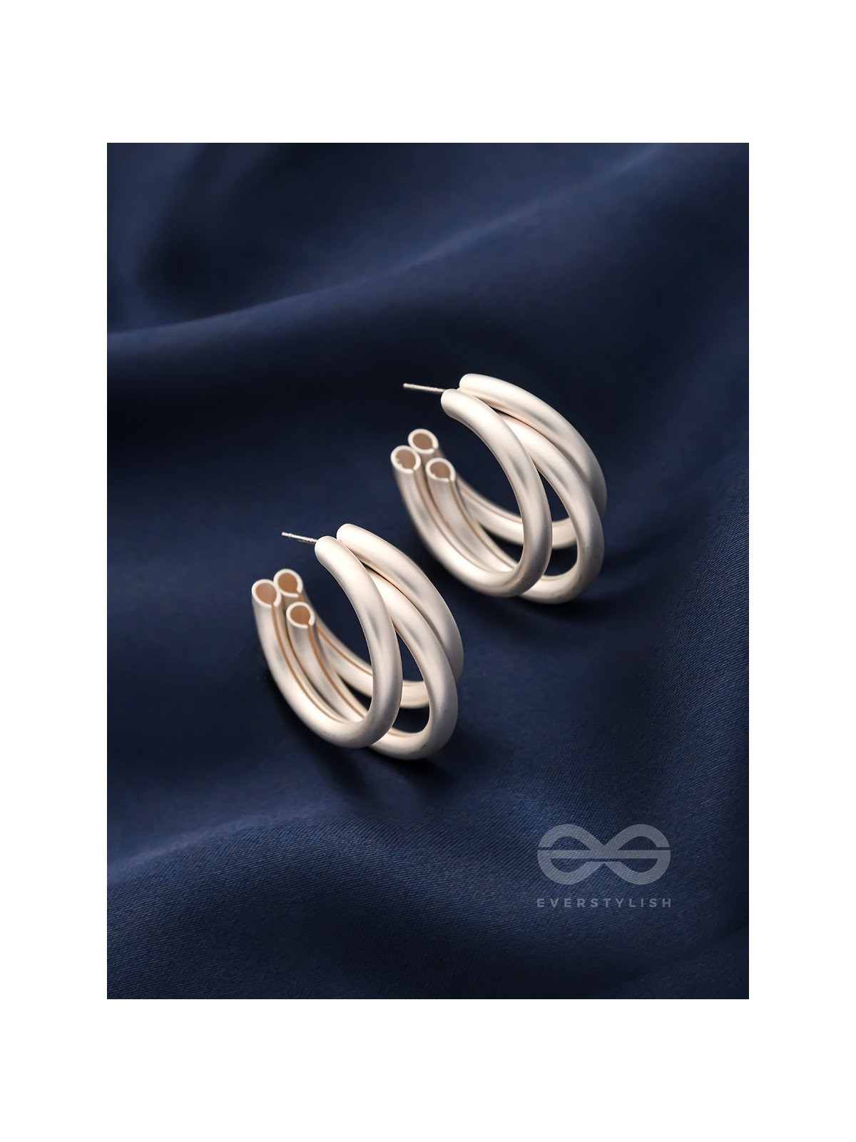 THE ELEGANT TURNS - MATTE FINISHED SILVER HOOPS