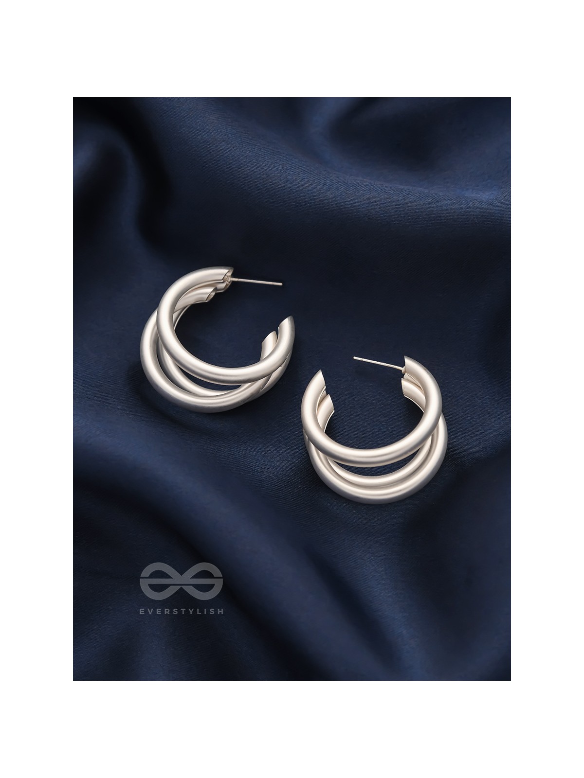 THE ELEGANT TURNS - MATTE FINISHED SILVER HOOPS