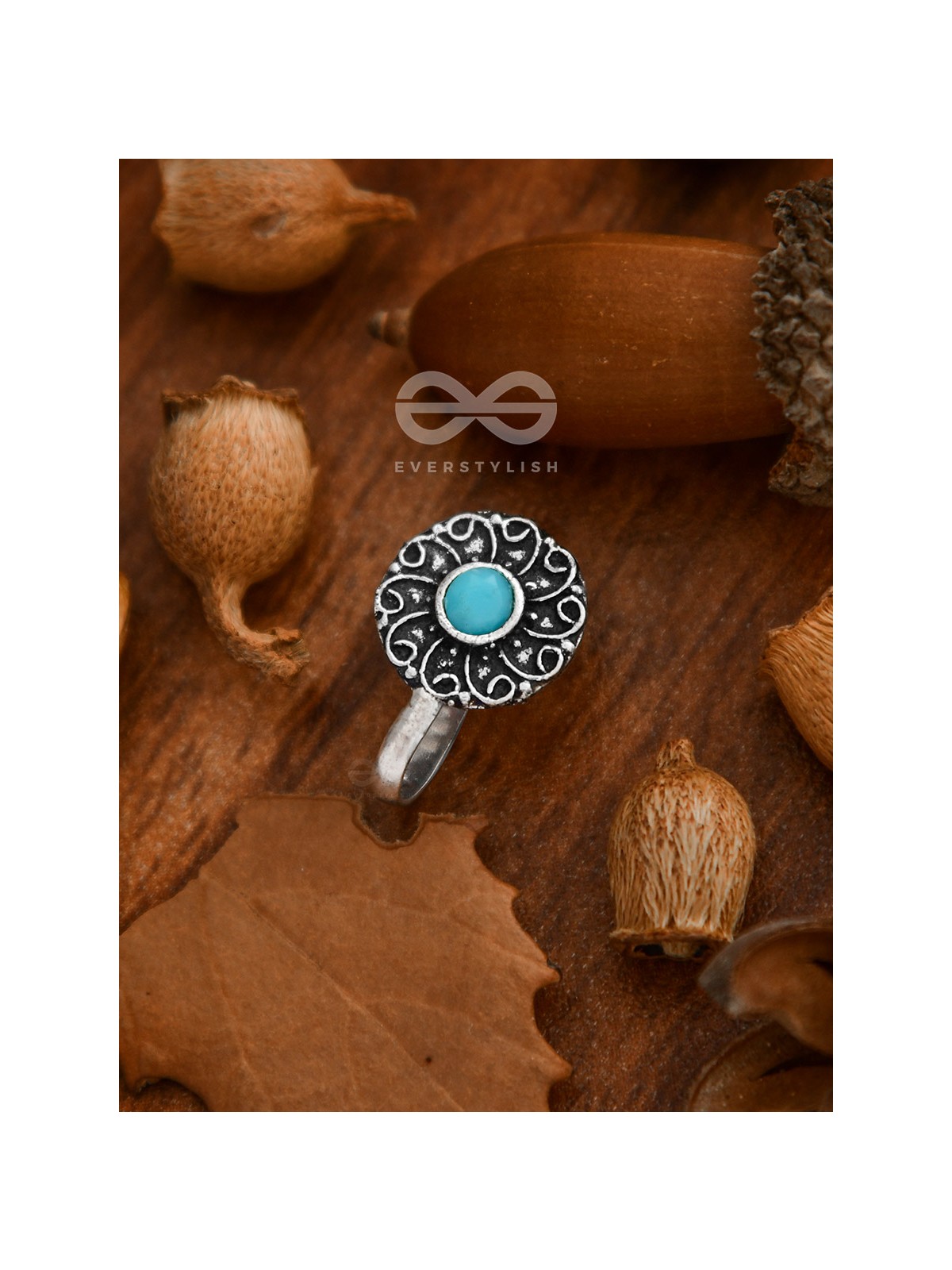 The Embellished Whirlwind - Oxidised Non-pierced Nosering (Sky blue)