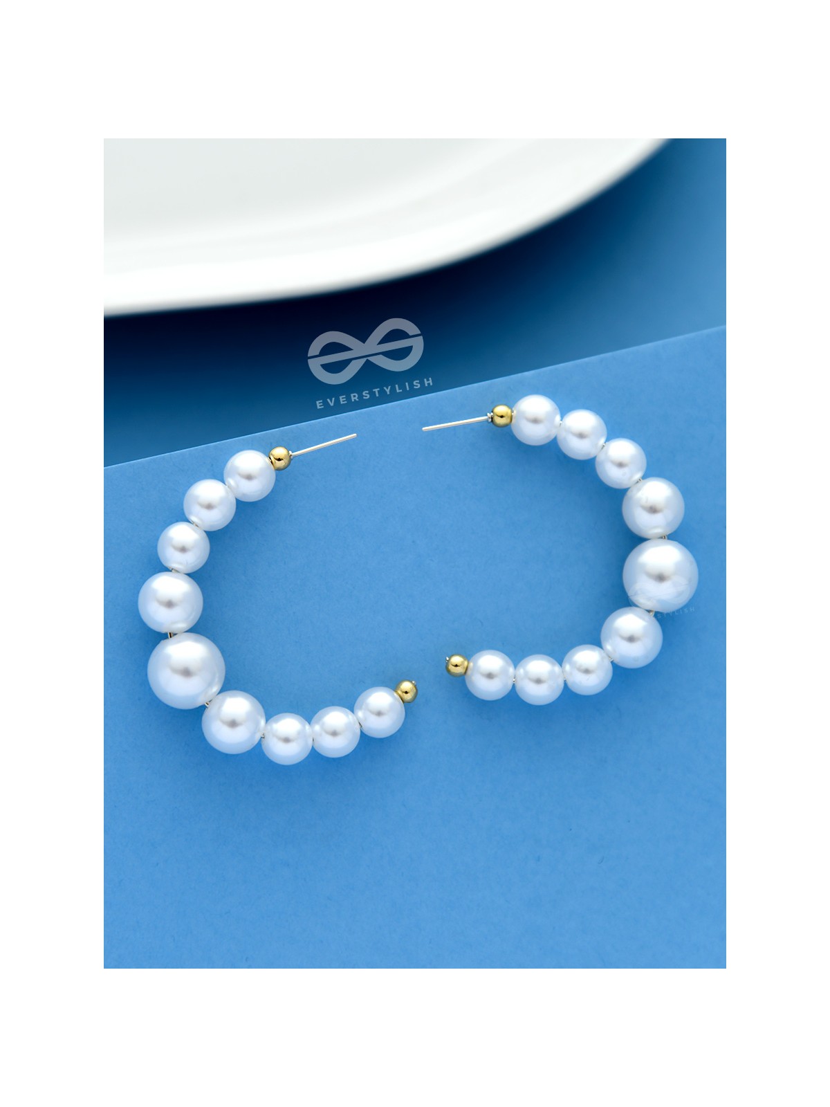 The Pearls of Goodness- Statement Half Hoops 