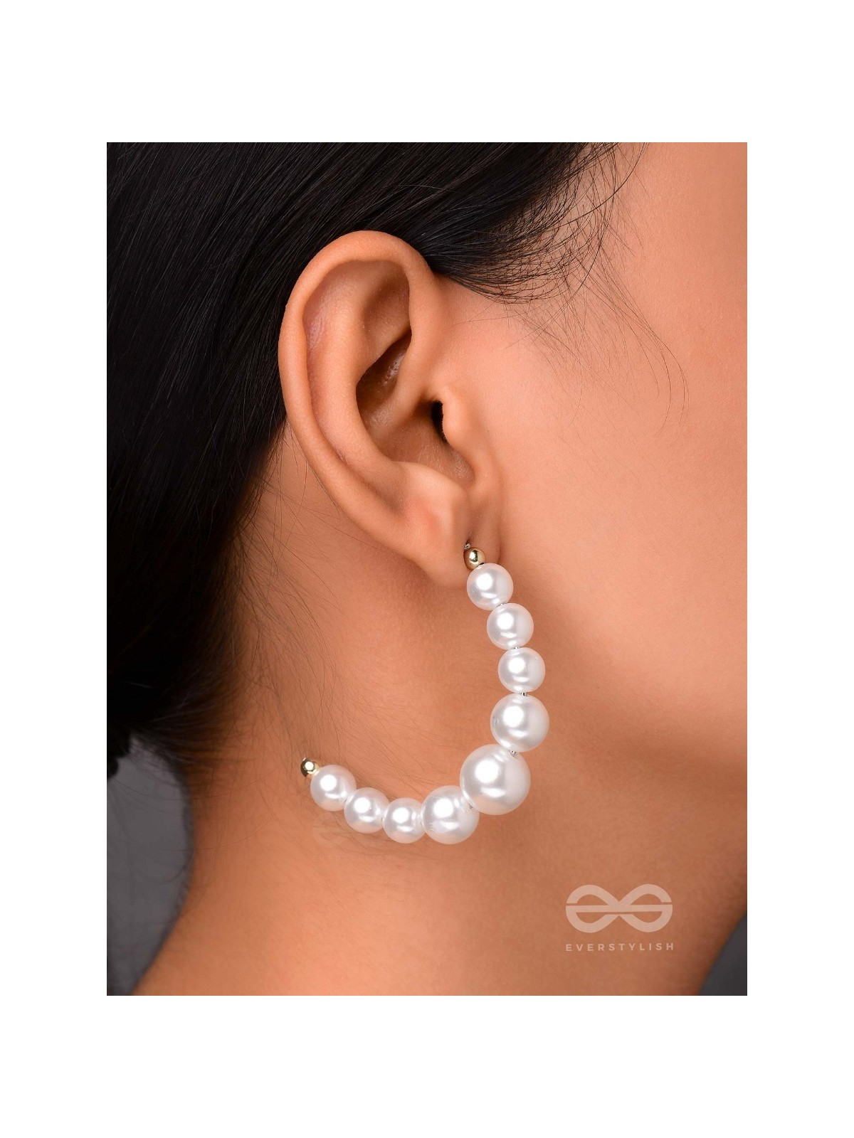 The Pearls of Goodness- Statement Half Hoops 