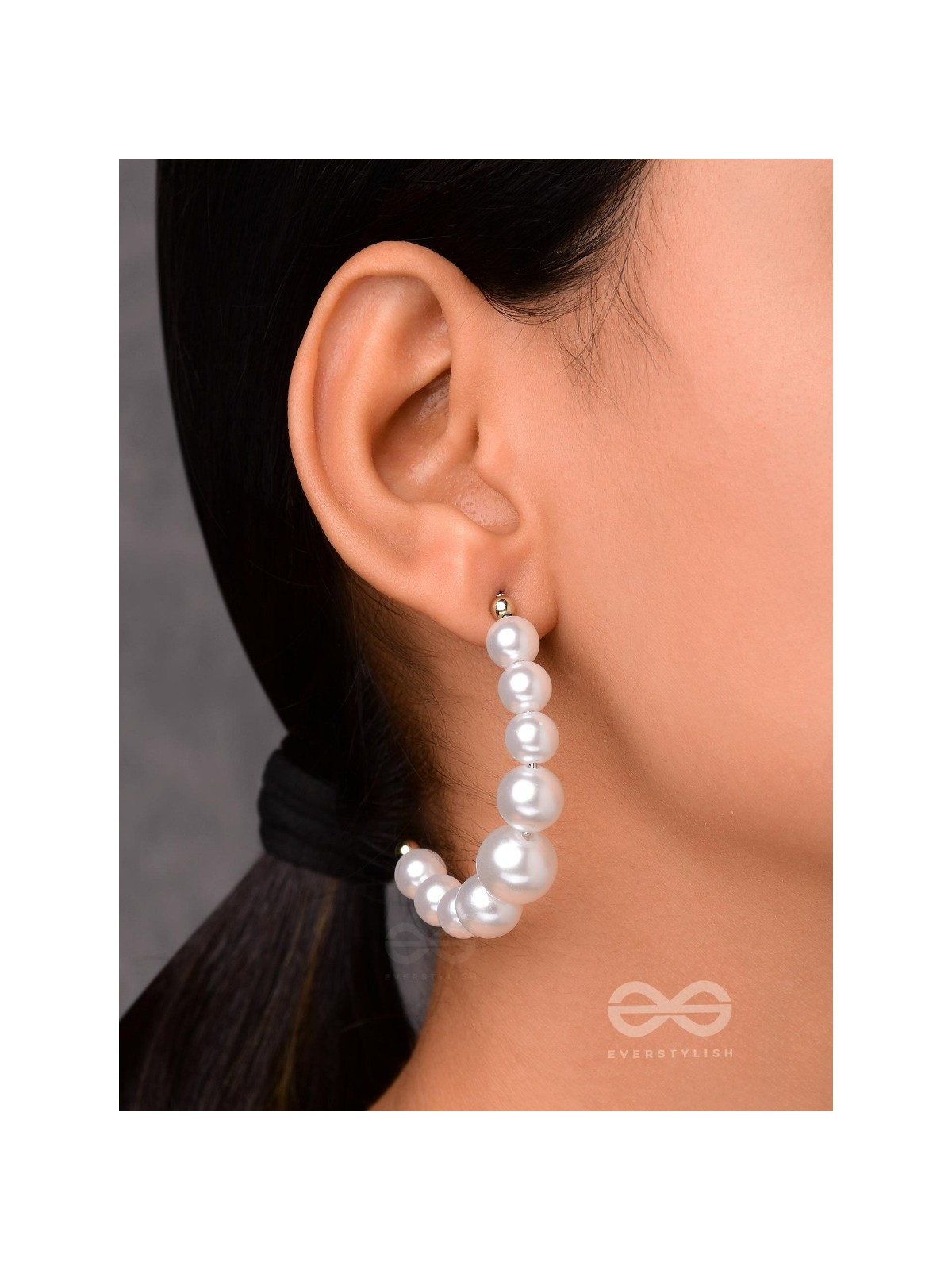 The Pearls of Goodness- Statement Half Hoops 
