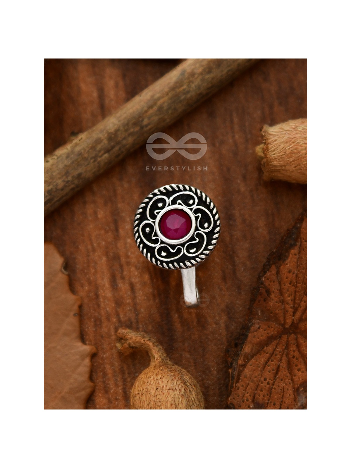 THE ARTSY MOTIFS - NON-PIERCED NOSEPIN (RUBY RED)