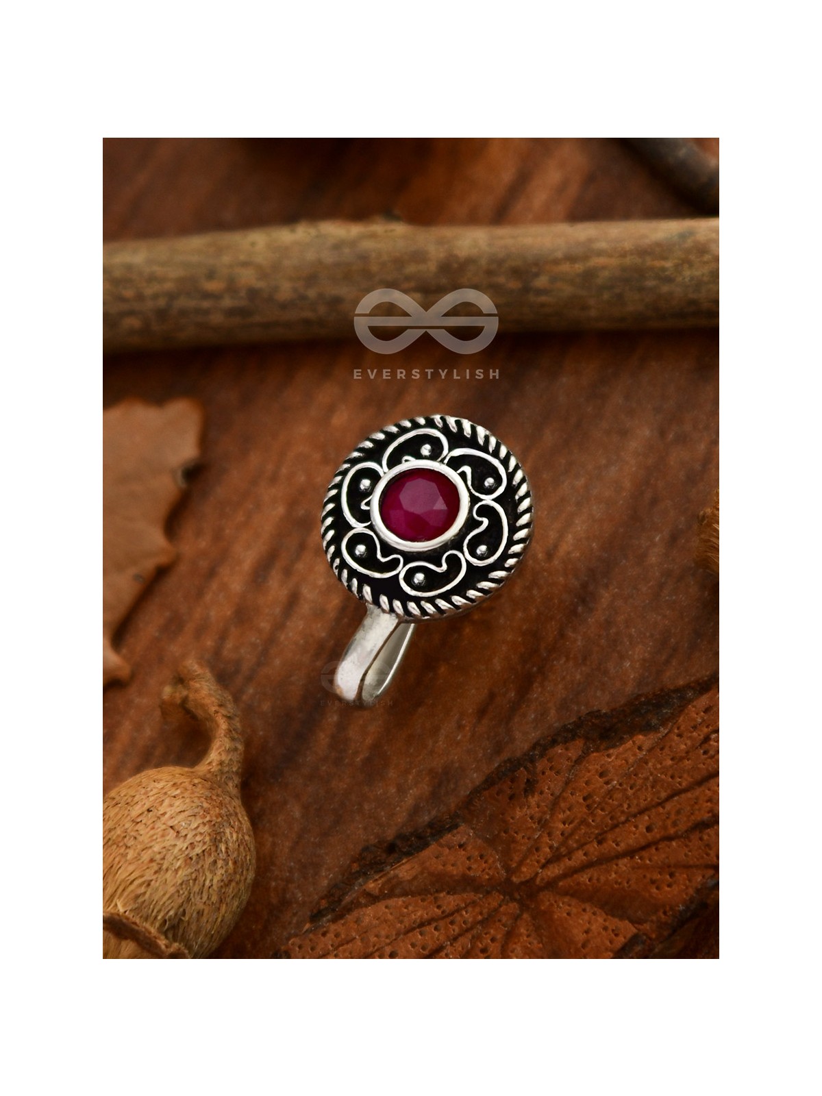 THE ARTSY MOTIFS - NON-PIERCED NOSEPIN (RUBY RED)