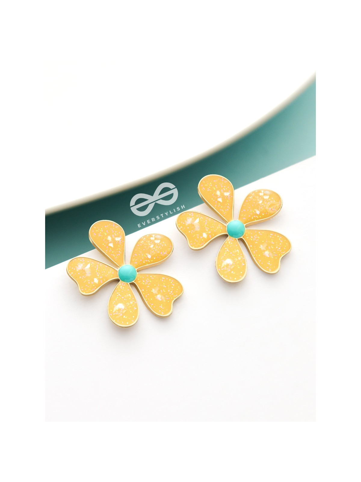 The Delightful Daisies - Statement Enamelled Earrings (Royal Yellow) 
