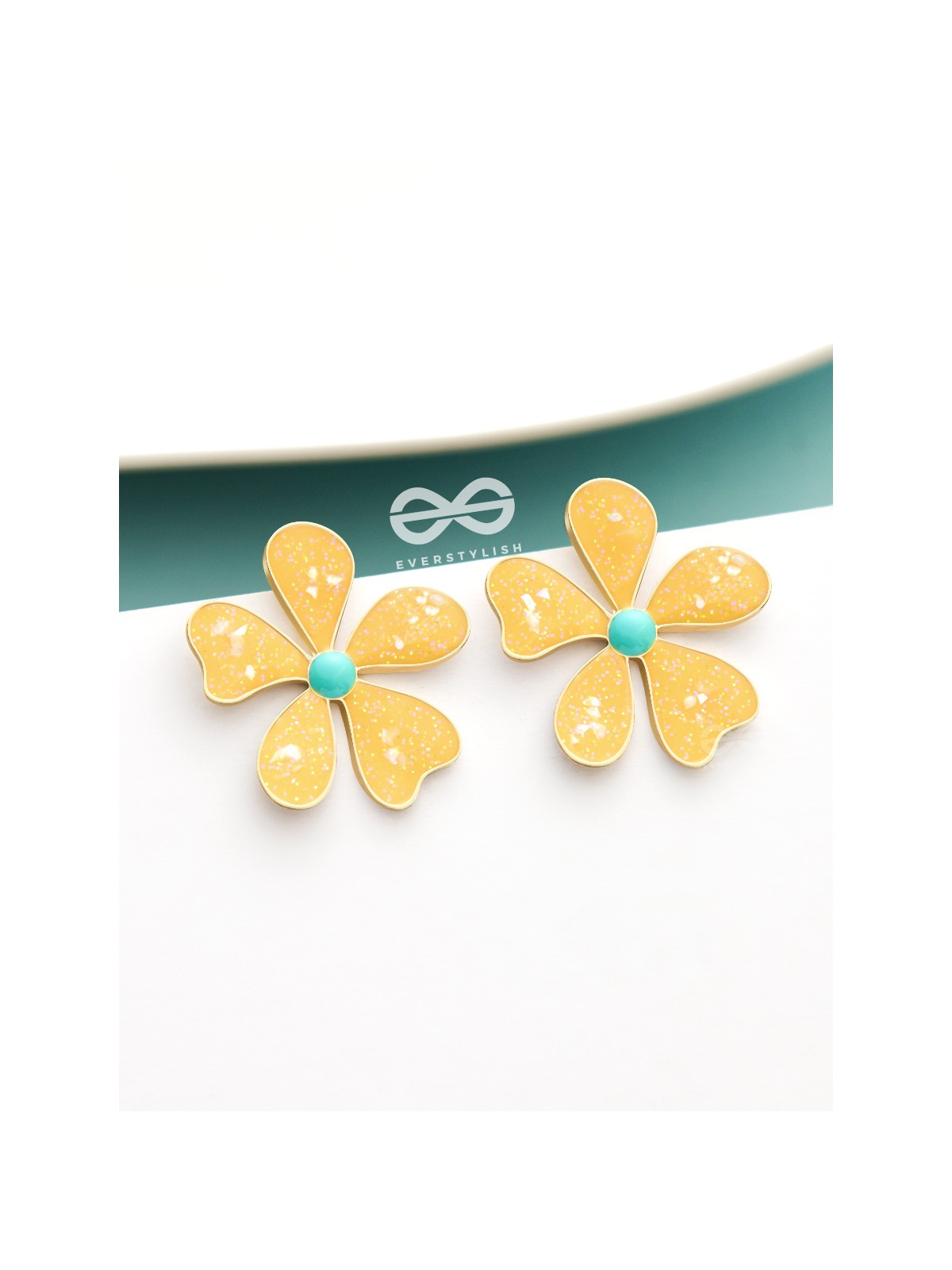 The Delightful Daisies - Statement Enamelled Earrings (Royal Yellow) 