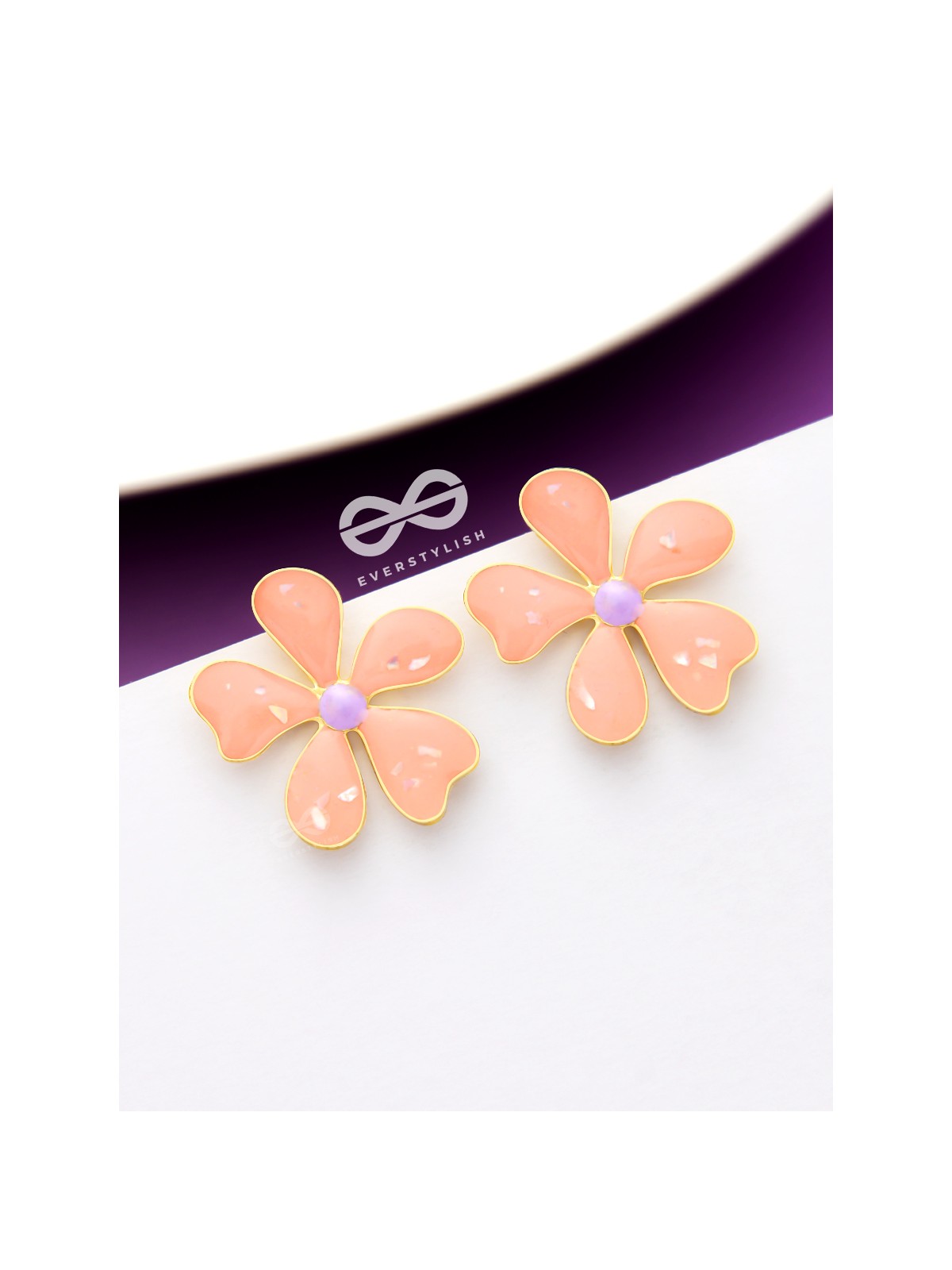 The Delightful Daisies - Statement Enamelled Earrings (Coral Pink) 