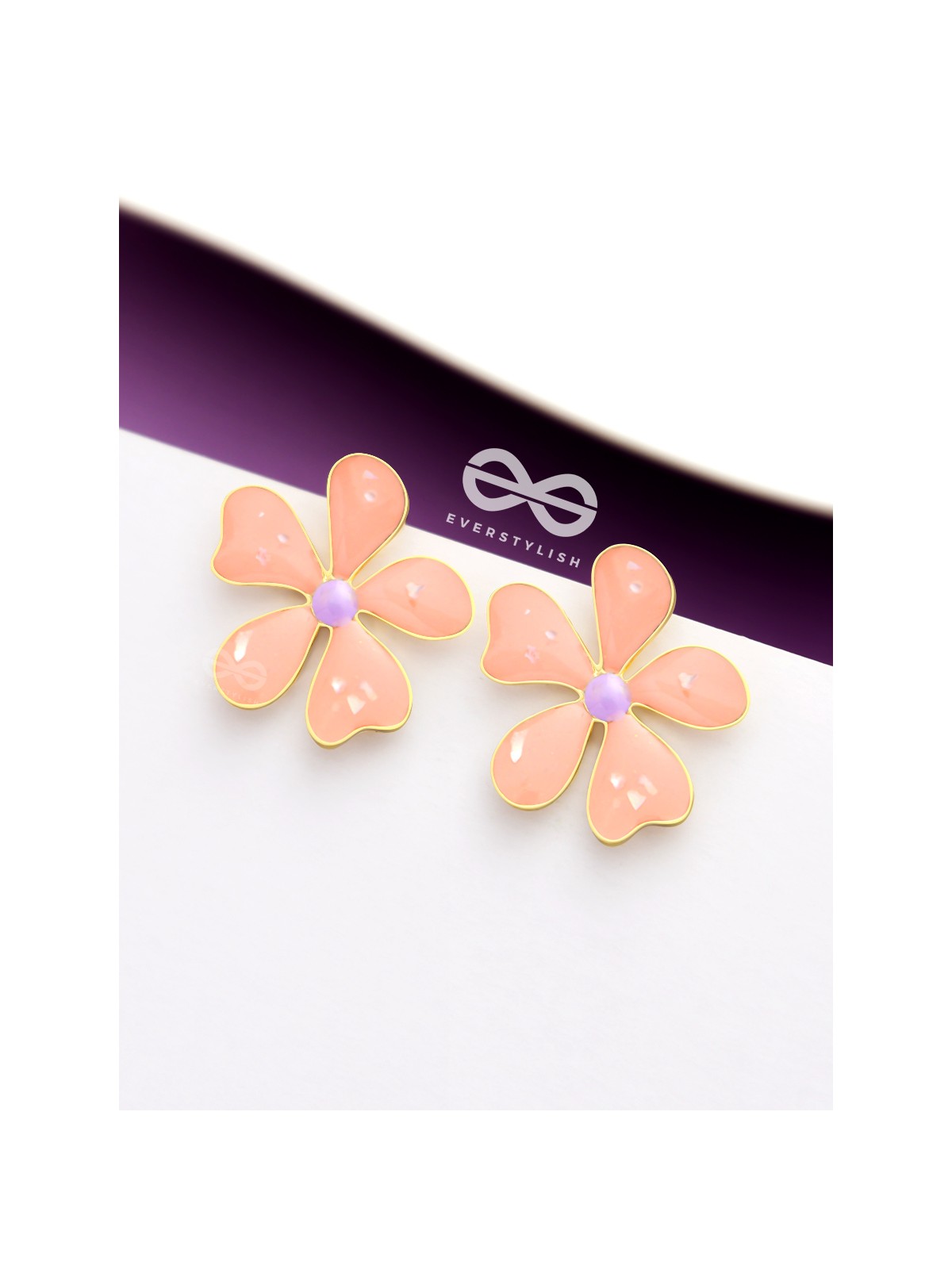 The Delightful Daisies - Statement Enamelled Earrings (Coral Pink) 