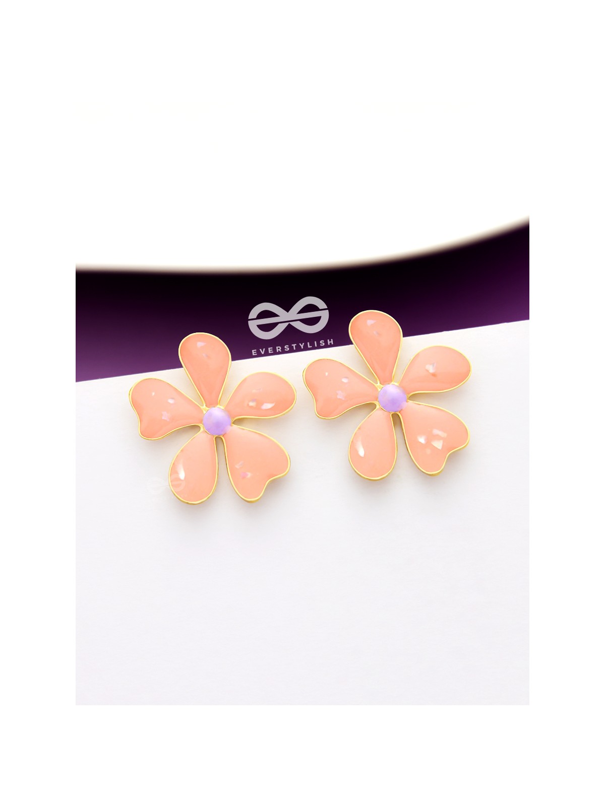 The Delightful Daisies - Statement Enamelled Earrings (Coral Pink) 