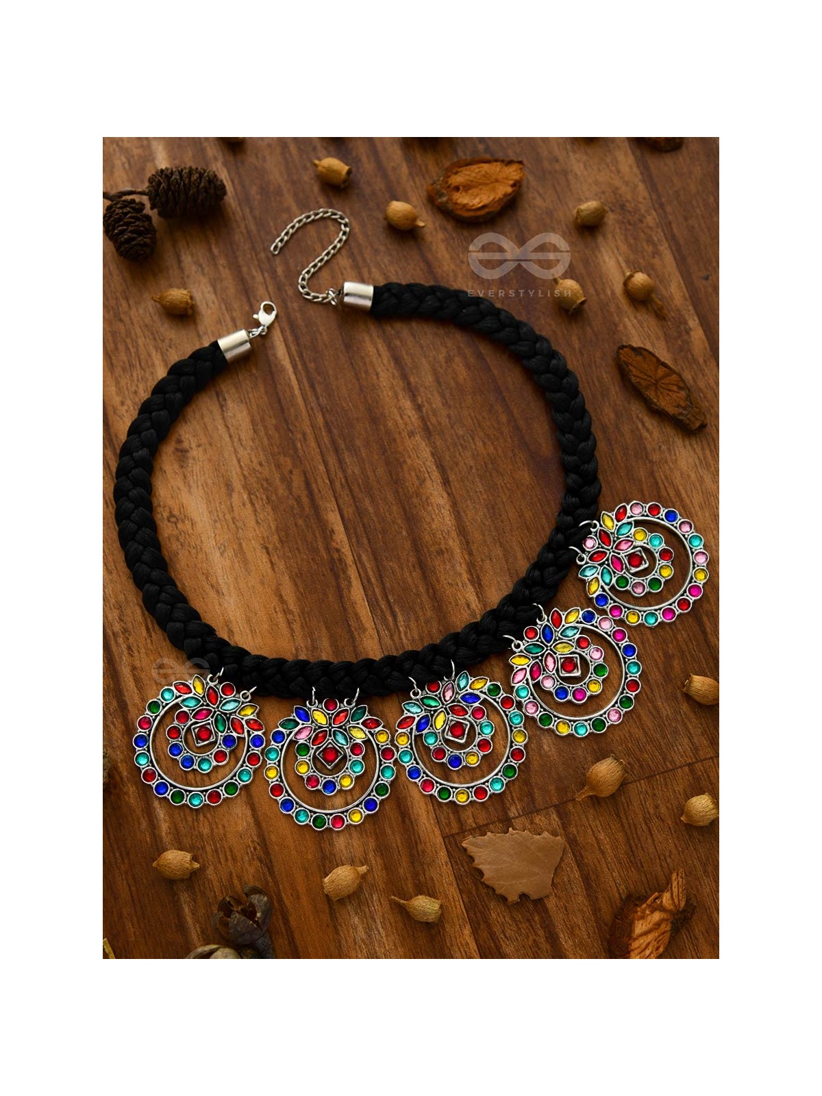 The Coloursplashed Enigma - Set of Statement Neckpiece and Earrings