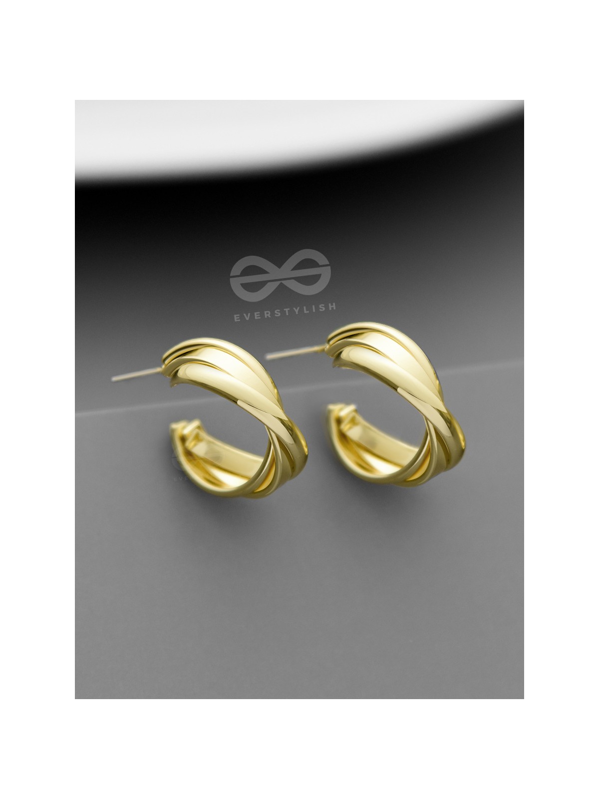 The Techno Twists - Golden Statement Stud hoops