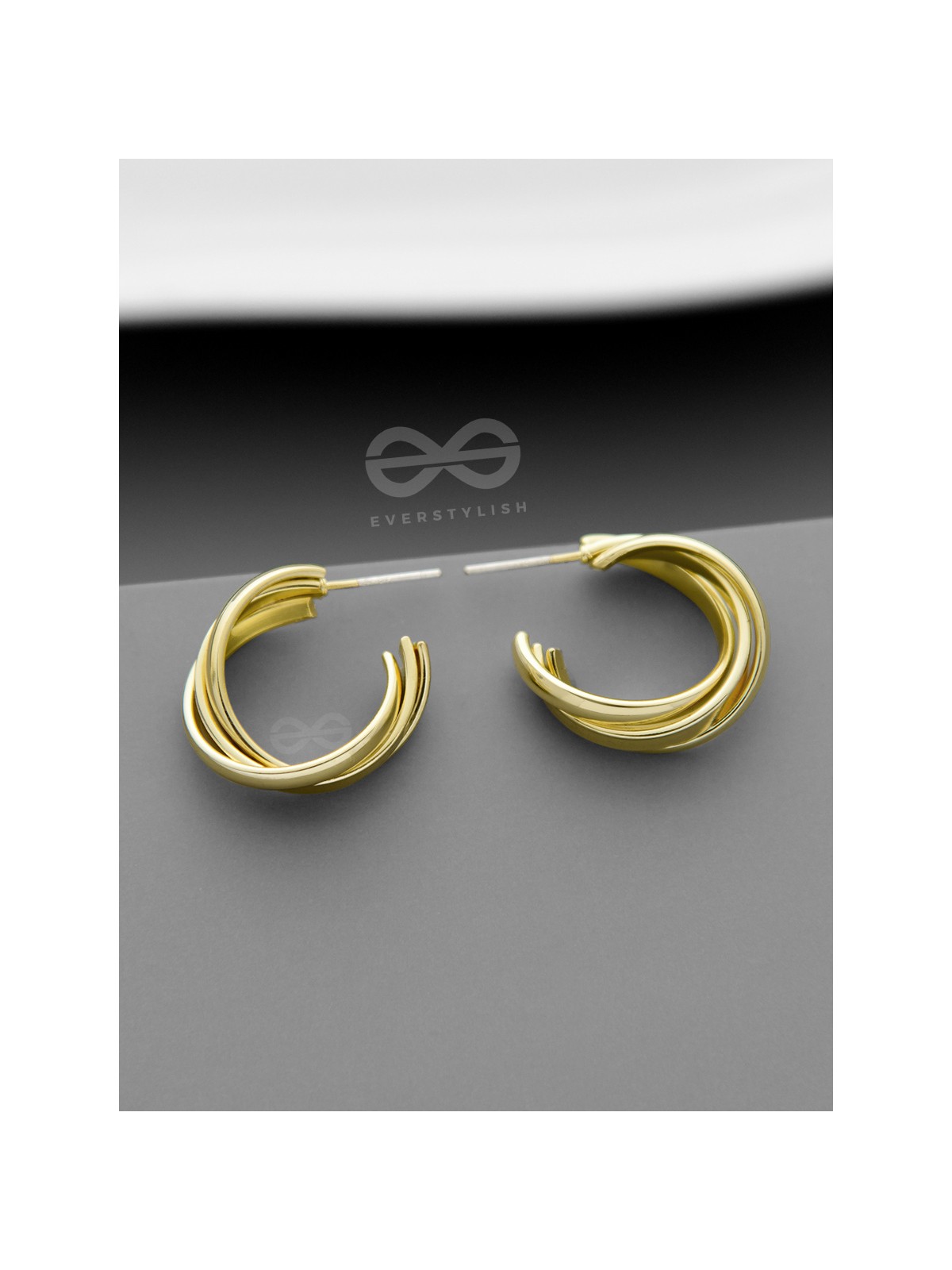 The Techno Twists - Golden Statement Stud hoops