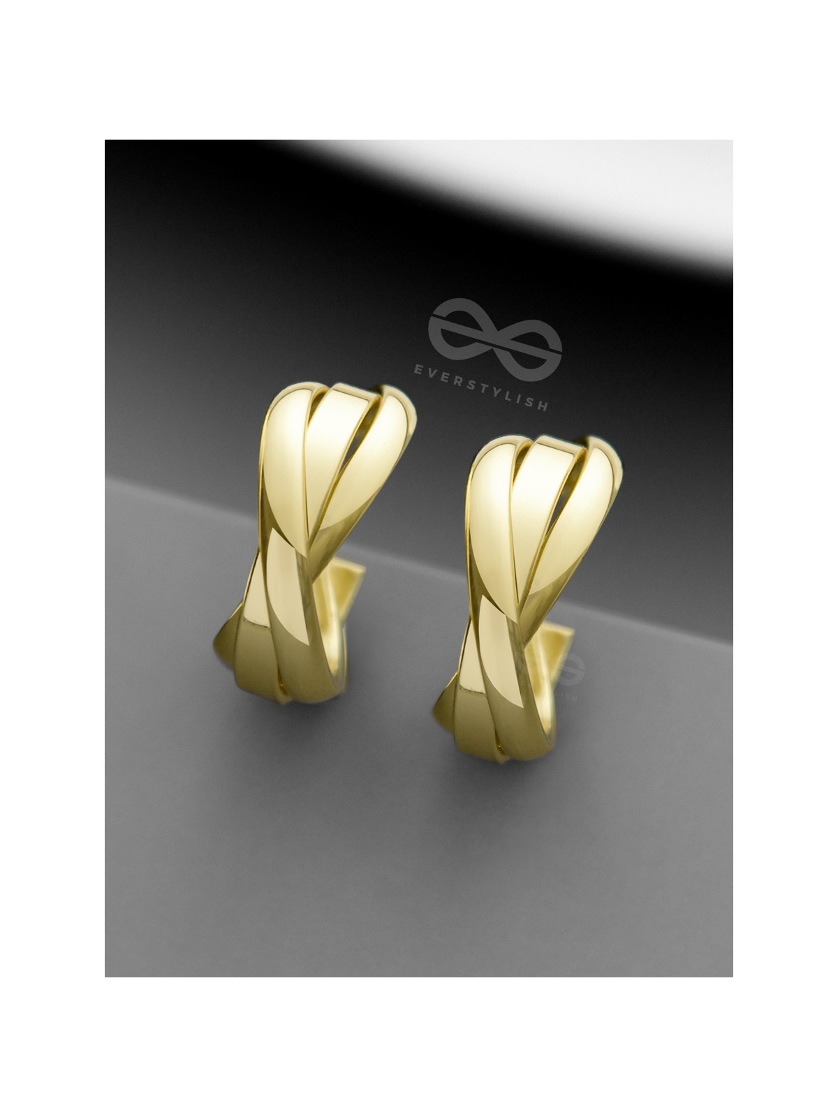 The Techno Twists - Golden Statement Stud hoops