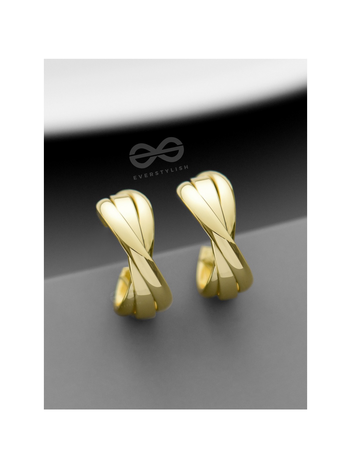 The Techno Twists - Golden Statement Stud hoops