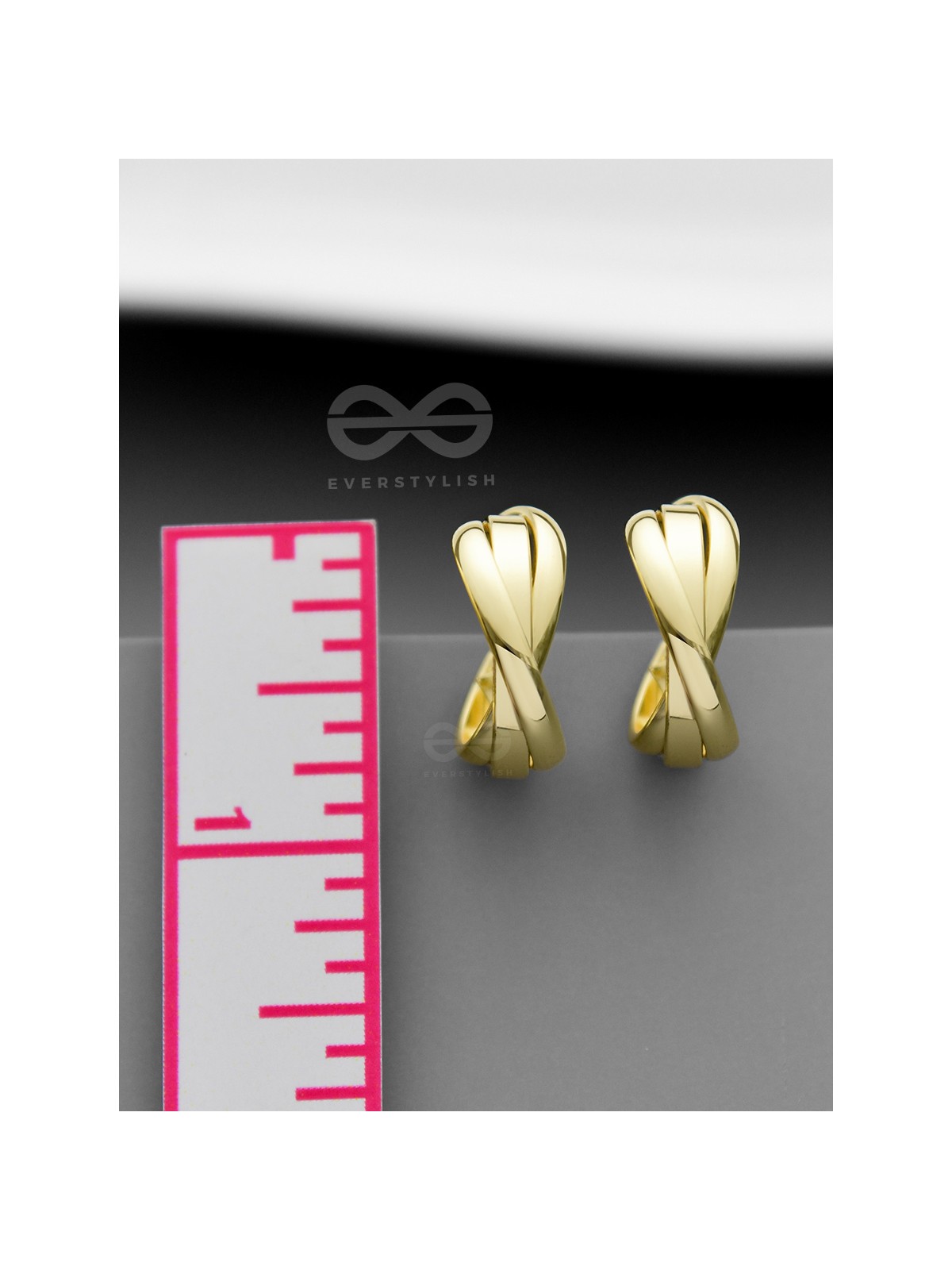 The Techno Twists - Golden Statement Stud hoops