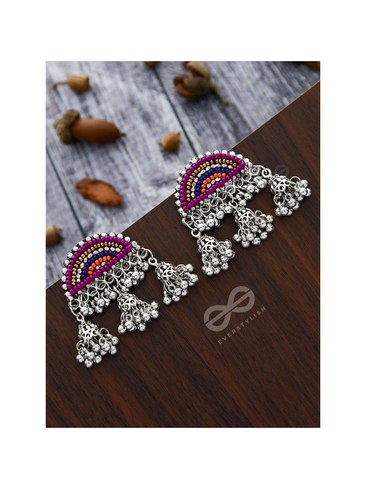 The Embroidered Sun - Triple Jhumki Earrings