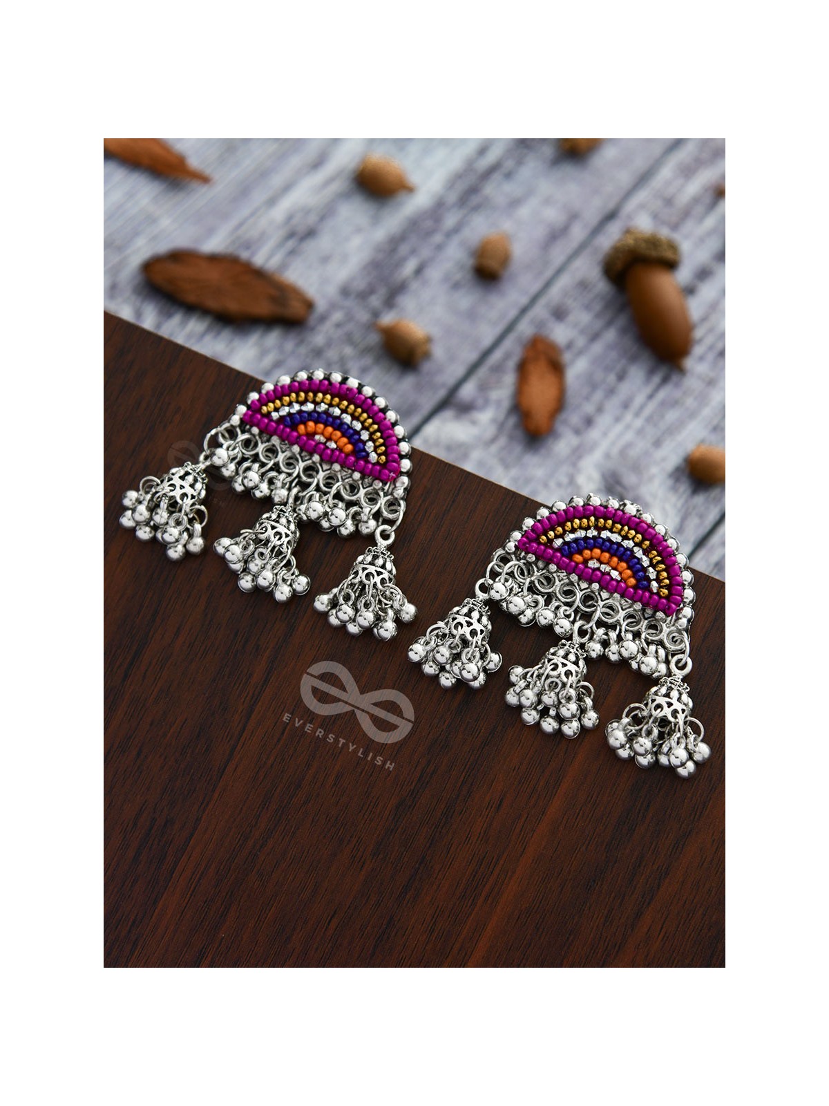The Embroidered Sun - Triple Jhumki Earrings