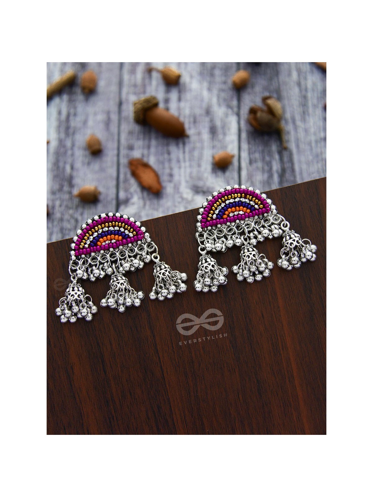 The Embroidered Sun - Triple Jhumki Earrings