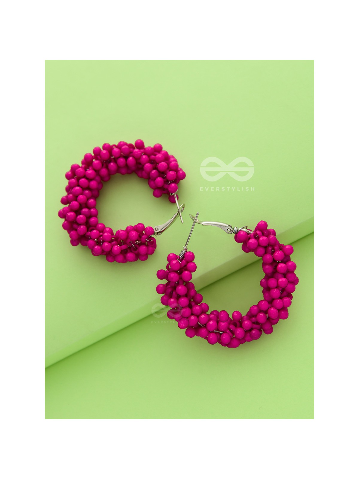 A Glimmer of Shimmer - Playful Embellished Hoops (Magenta)