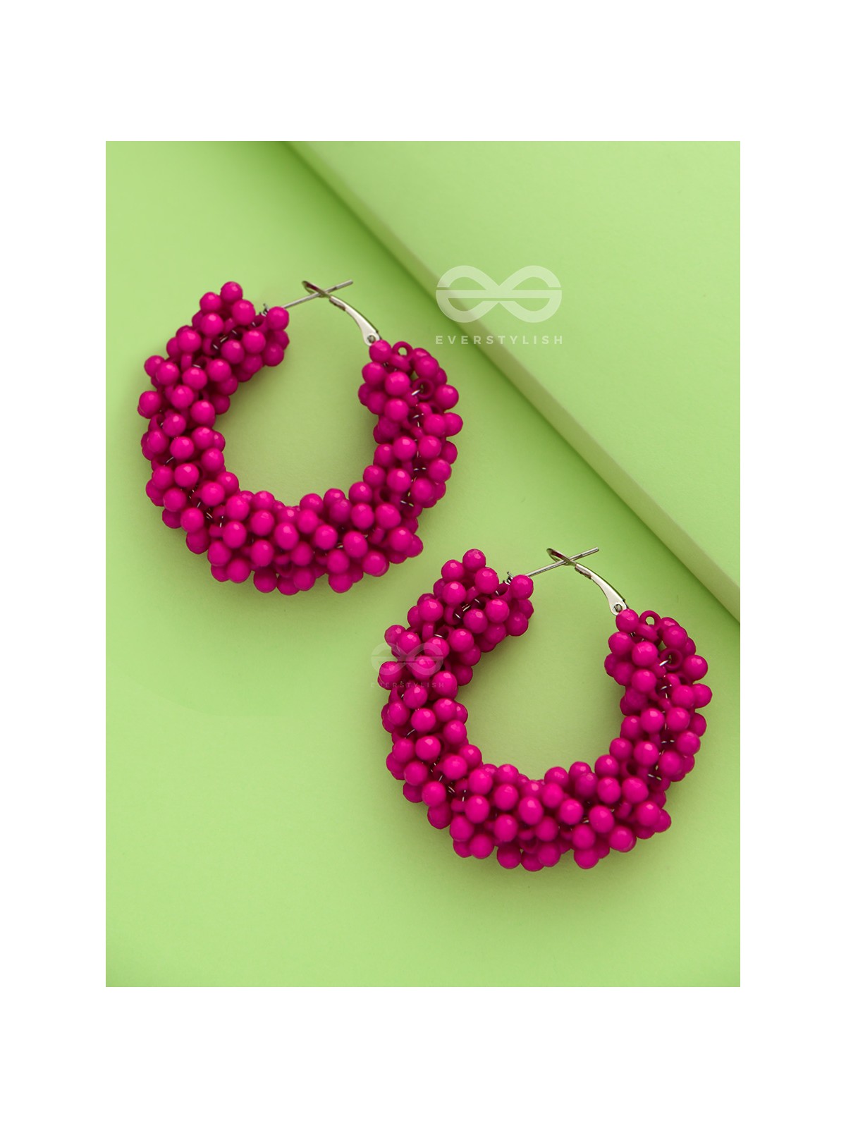 A Glimmer of Shimmer - Playful Embellished Hoops (Magenta)