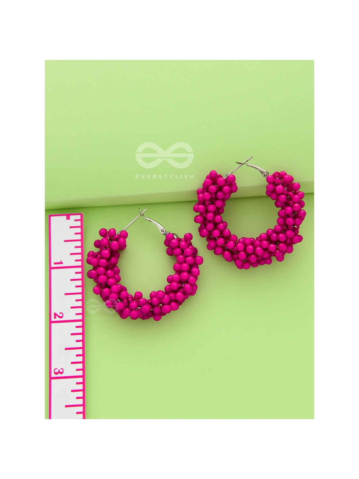 A Glimmer of Shimmer - Playful Embellished Hoops (Magenta)
