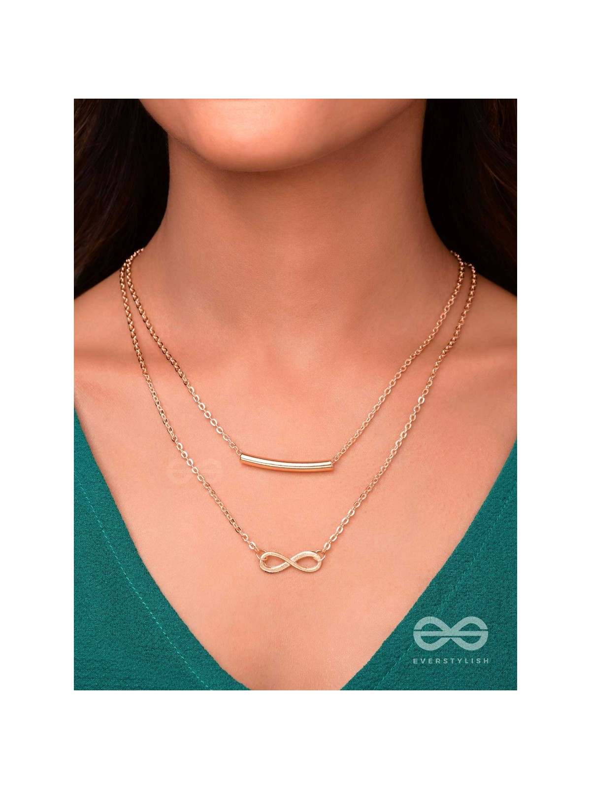 The Infinite Elegance - Golden Multilayered Neckpiece With Anti-Tarnish Coating