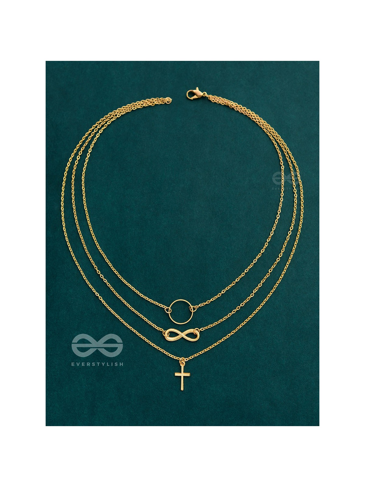 The Layered Infinite Grace - Golden Statement Neckpiece With Anti-Tarnish Coating 