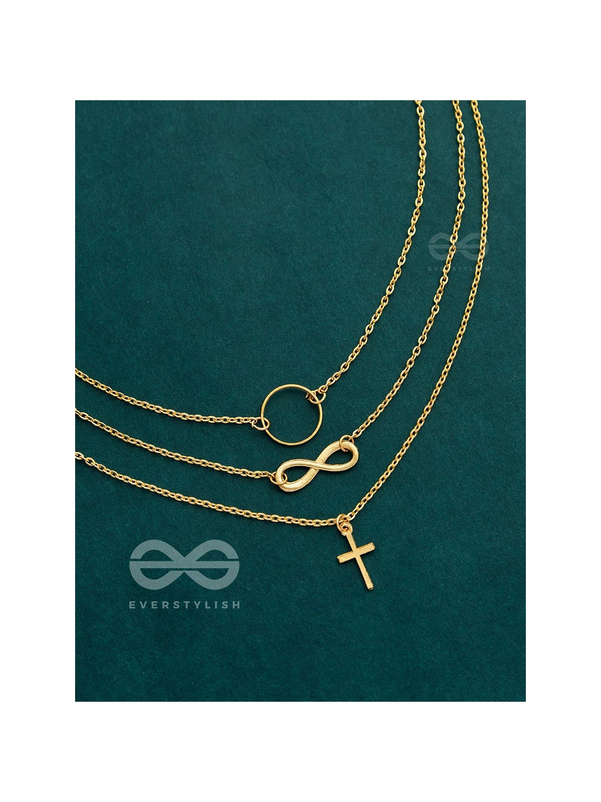 The Layered Infinite Grace - Golden Statement Neckpiece With Anti-Tarnish Coating 