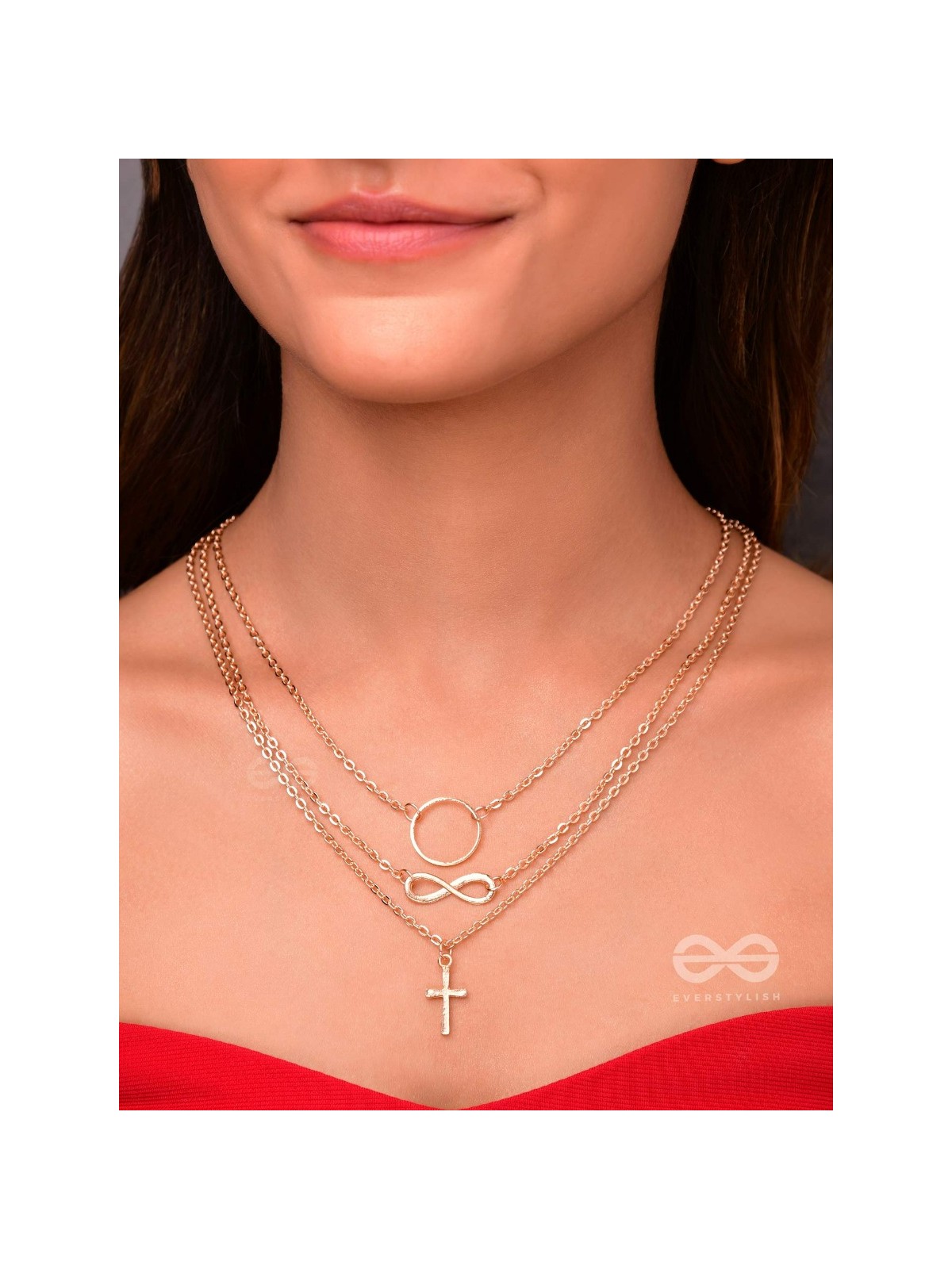 The Layered Infinite Grace - Golden Statement Neckpiece With Anti-Tarnish Coating 