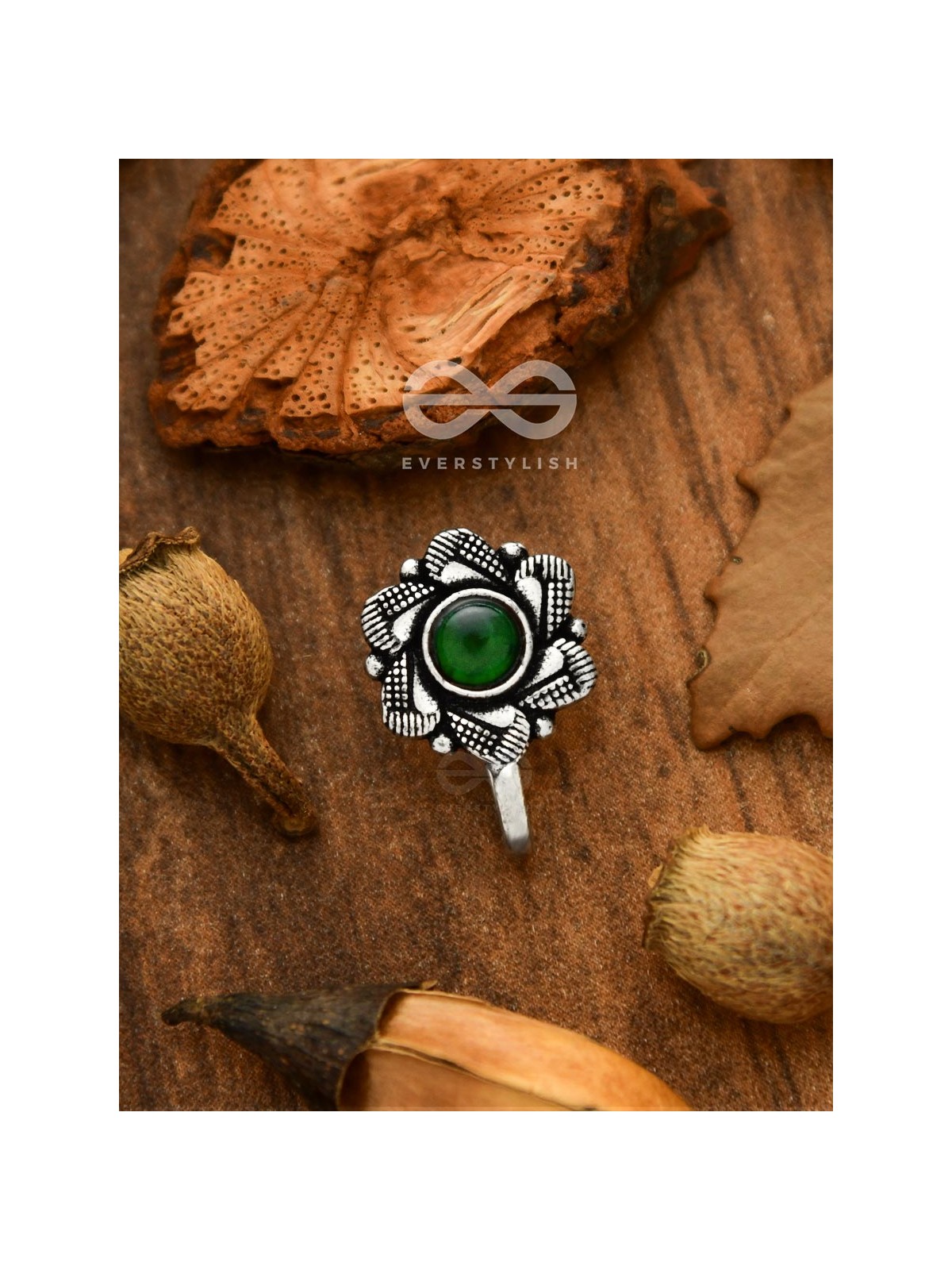 The Aztec Florals - Non-pierced Statement Nosepin (Green)