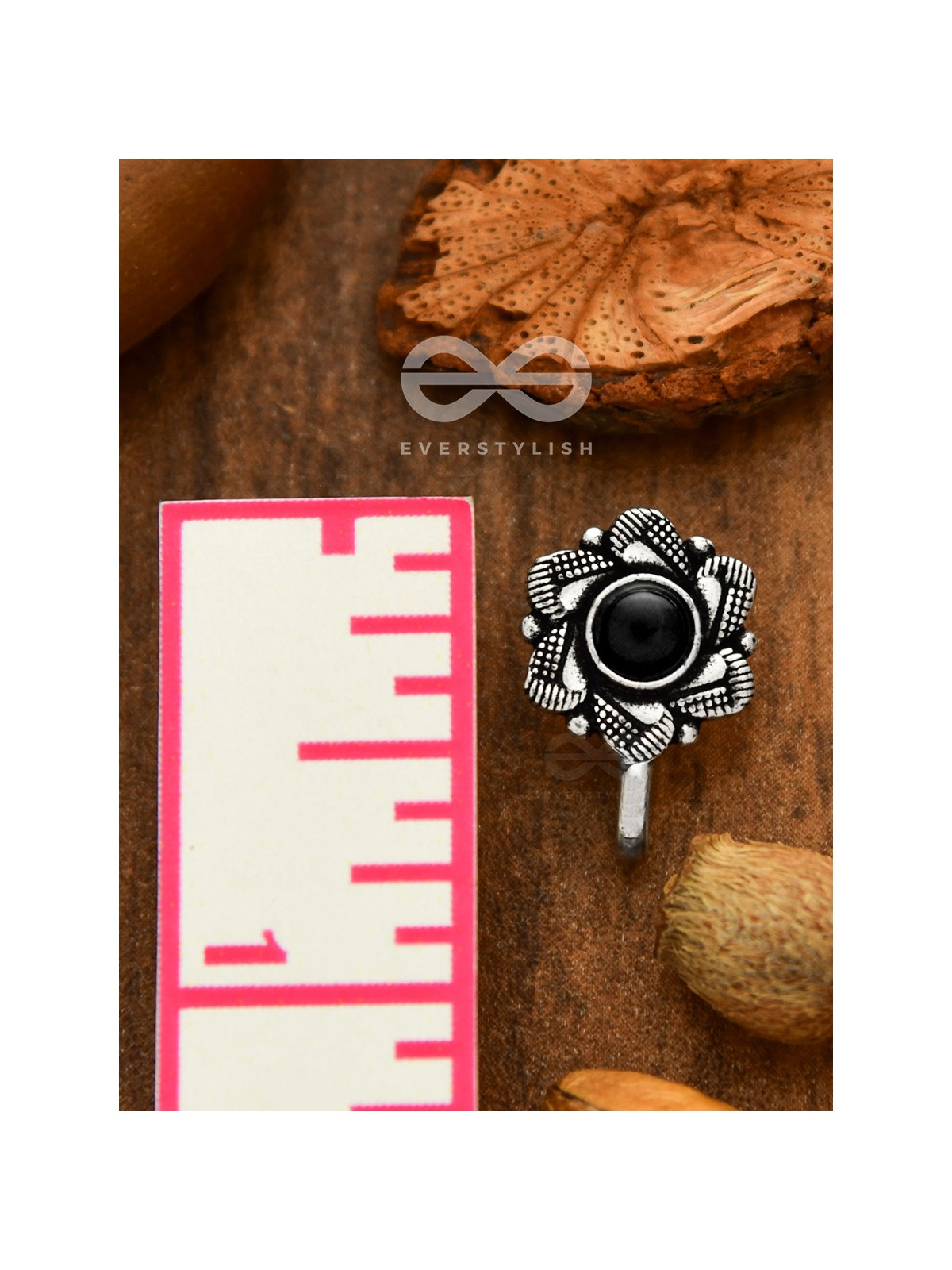 The Aztec Florals - Non-pierced Statement Nosepin (Onyx Black)