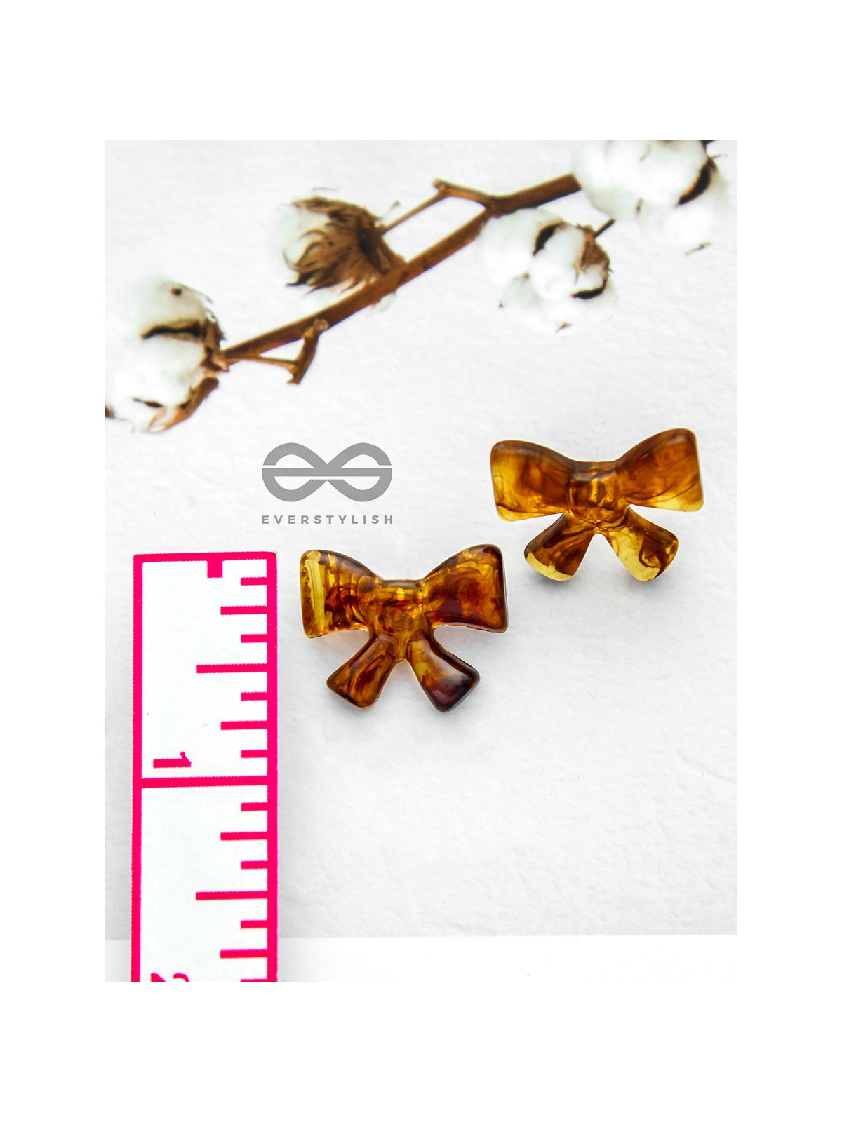 Bow-tiful - Champagne Resin Stud Earrings