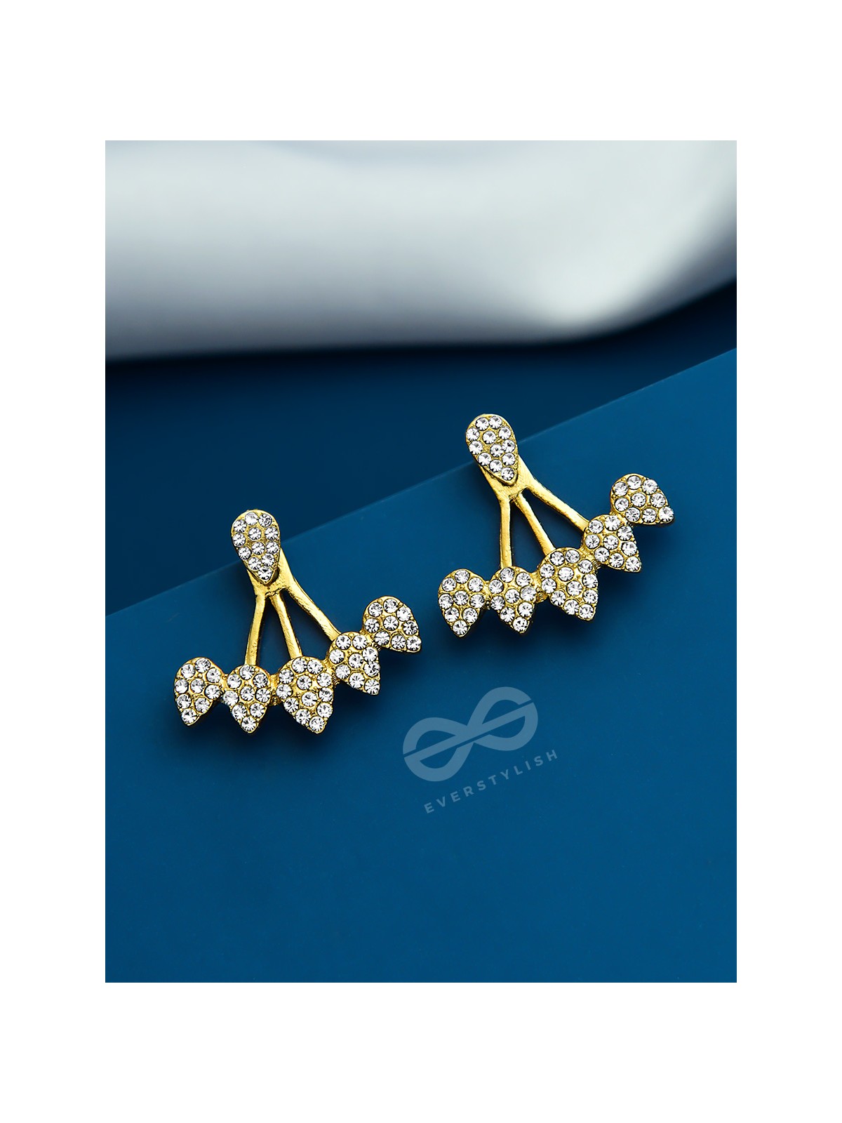 The Arctic Shrub- Golden Rhinestones Ear Jackets