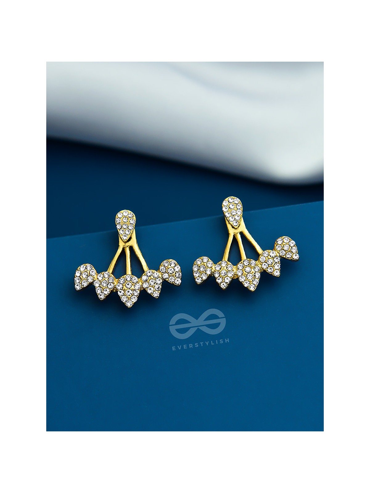 The Arctic Shrub- Golden Rhinestones Ear Jackets