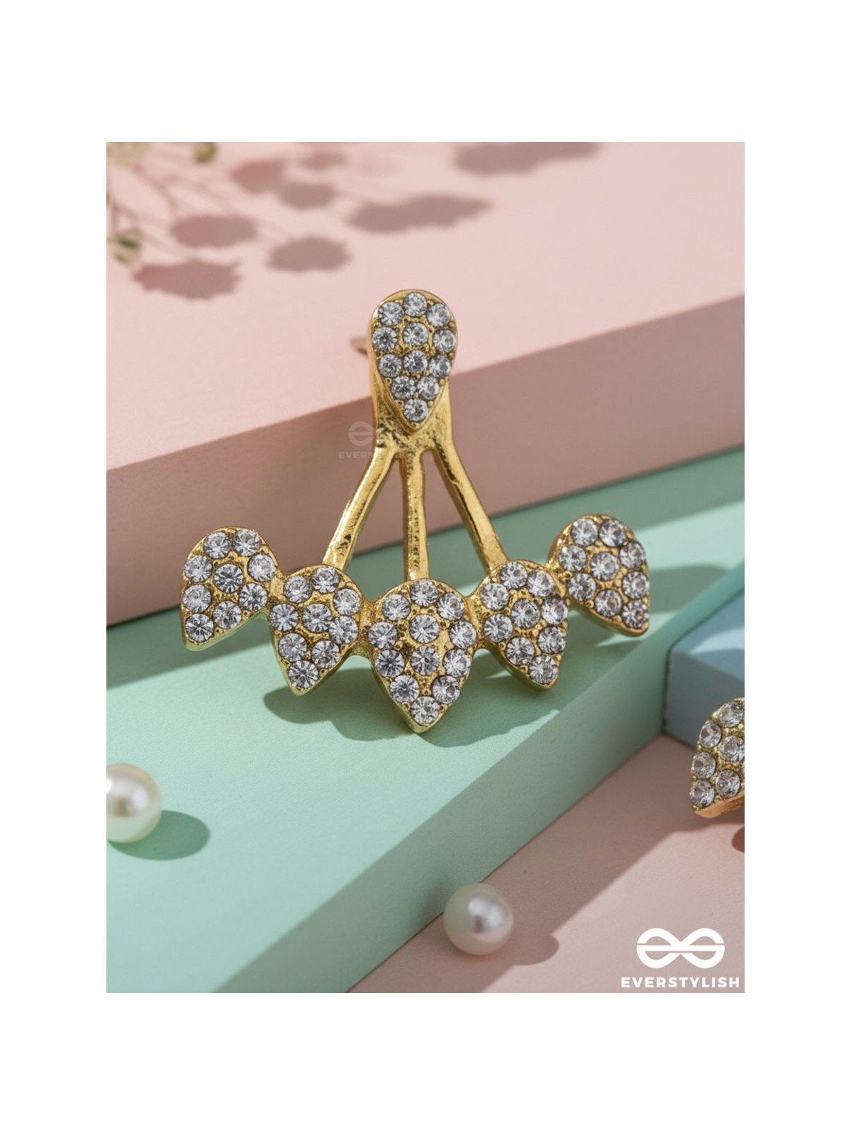 The Arctic Shrub- Golden Rhinestones Ear Jackets