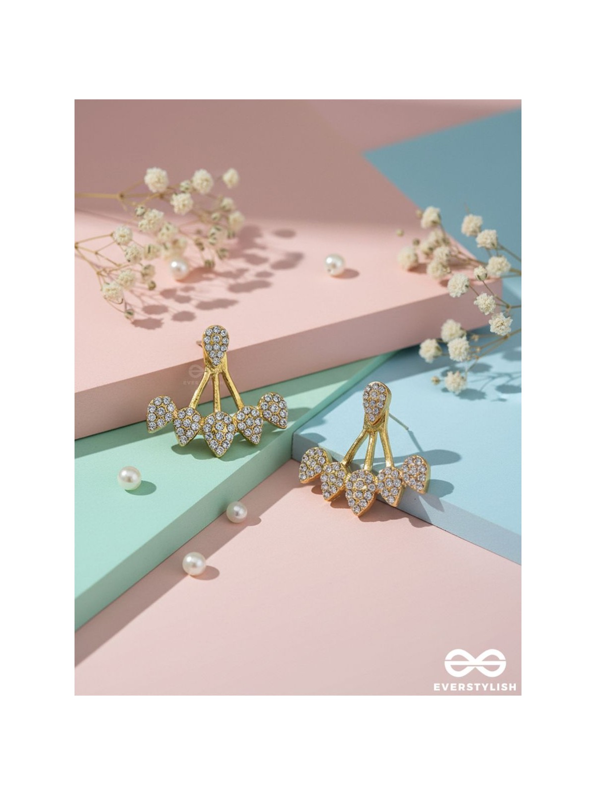 The Arctic Shrub- Golden Rhinestones Ear Jackets