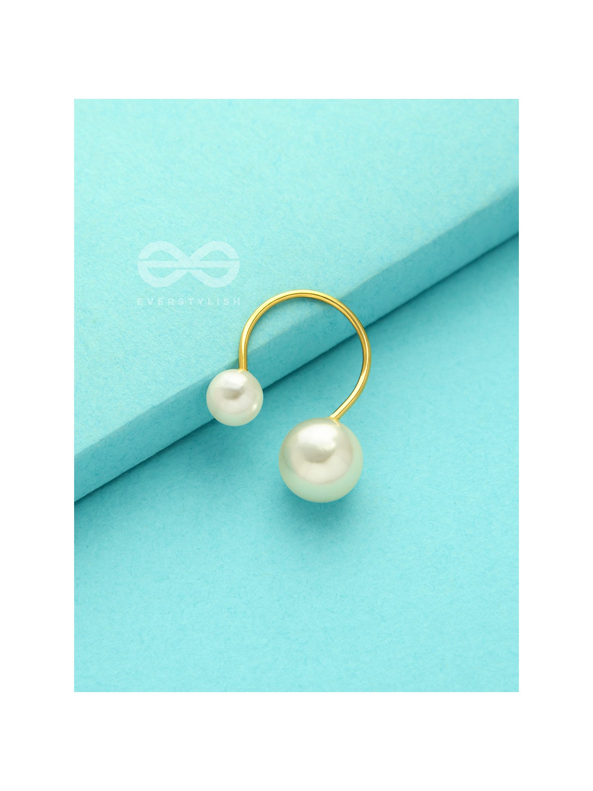 Precarious Pair Of Pearls - Statement Golden Ring