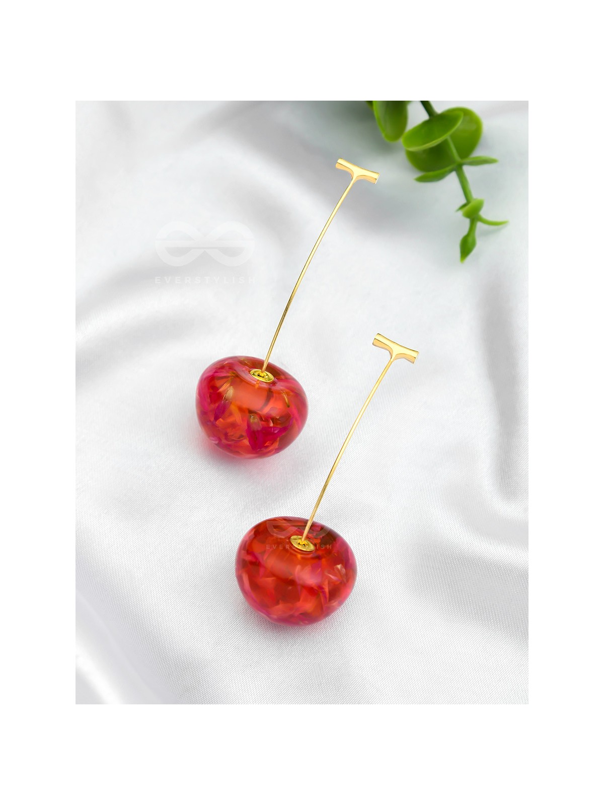 CHERRY ON TOP - Golden Dangler EARRINGS