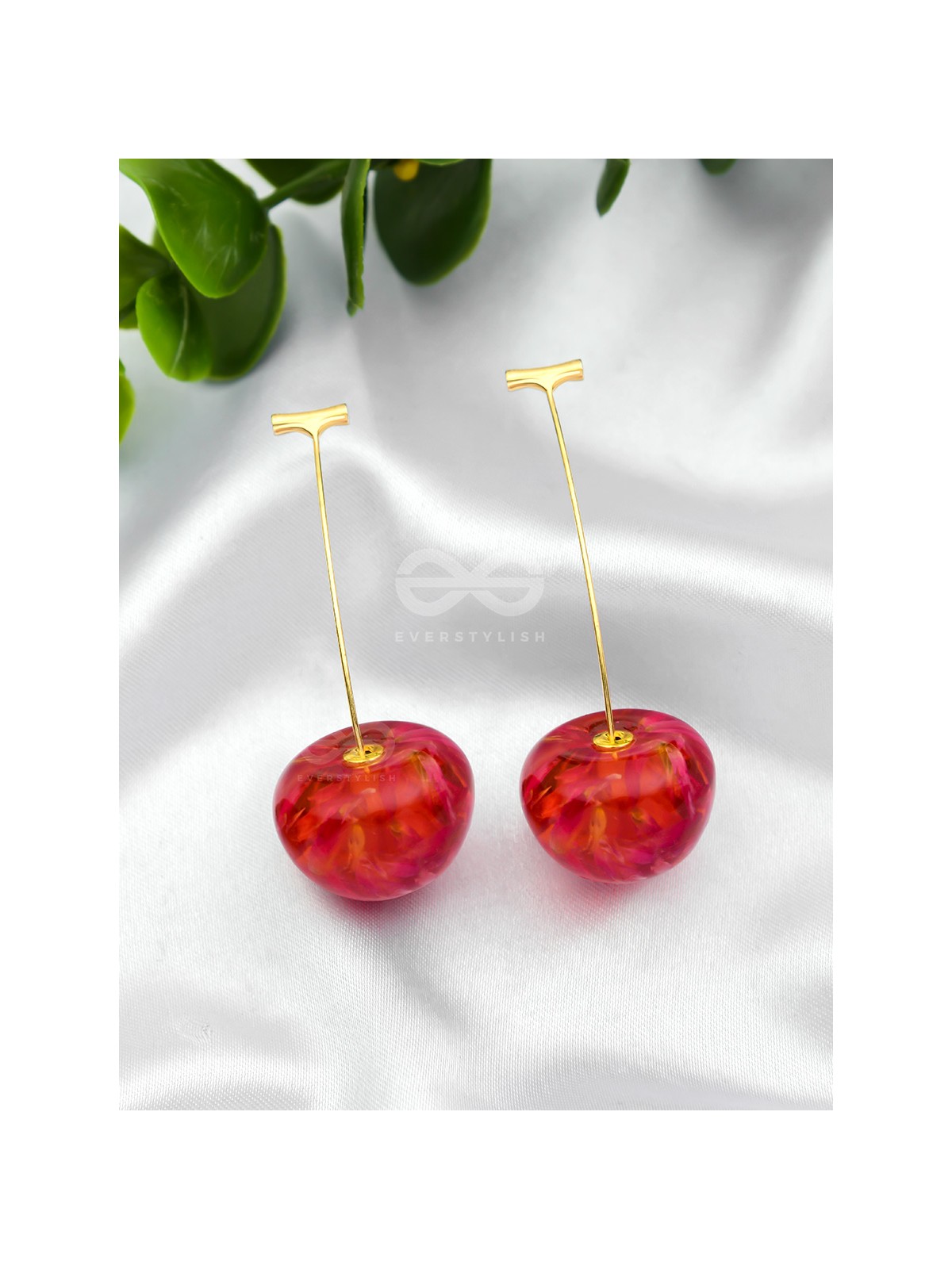 CHERRY ON TOP - Golden Dangler EARRINGS