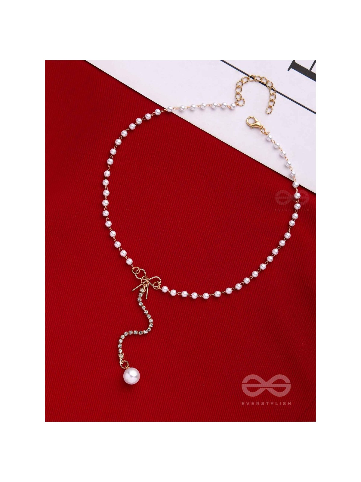 WEAR ME KNOT! pearl and bow detailed necklace
