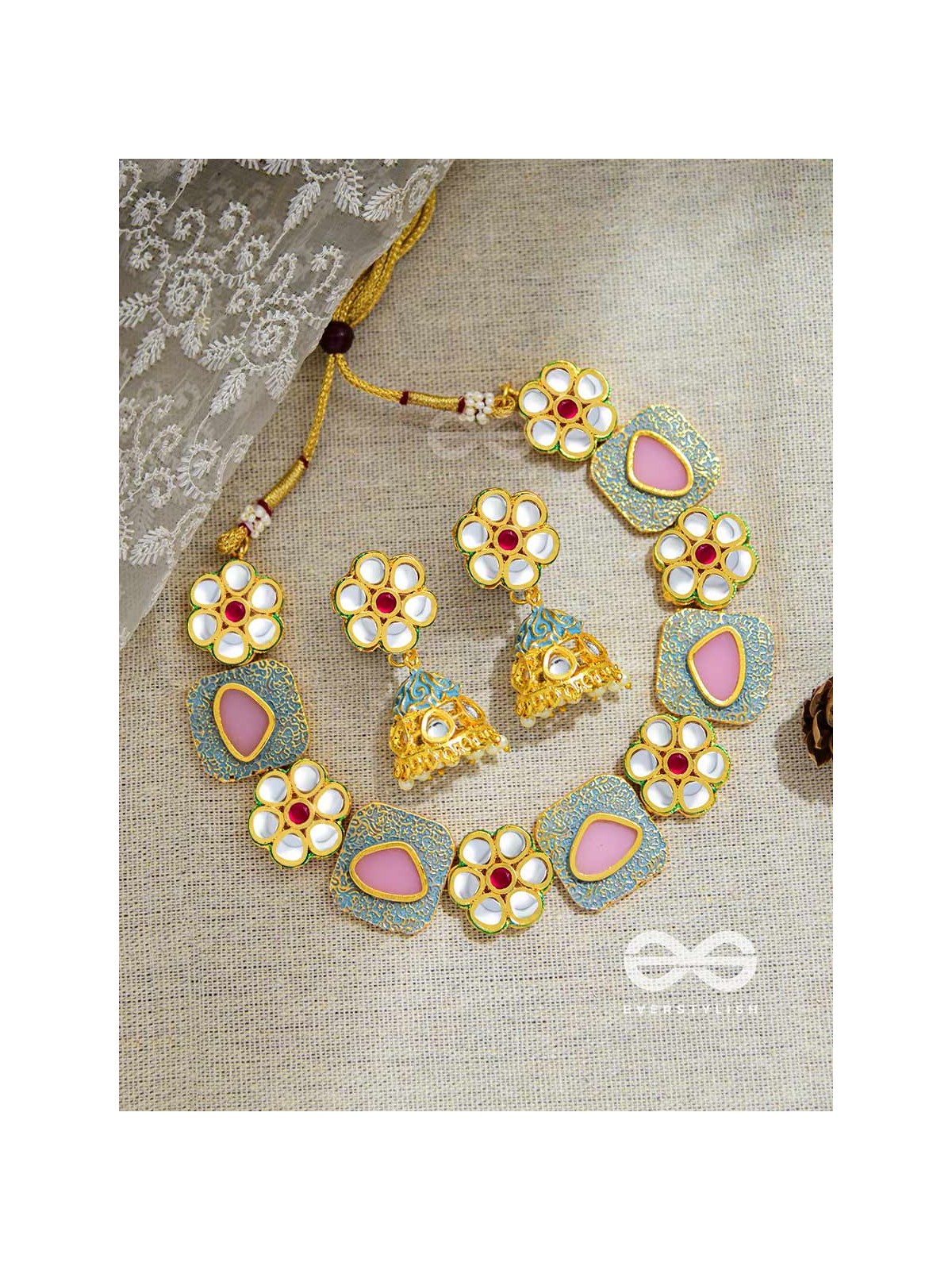 The Royal Indulgence - Statement Golden Set of Neckpiece and Earrings