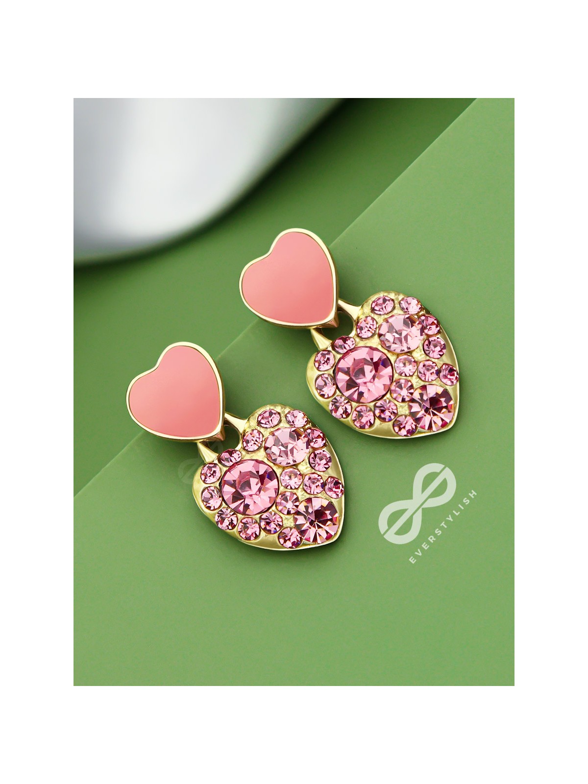 The Gems of Love - Golden Embellished Earrings