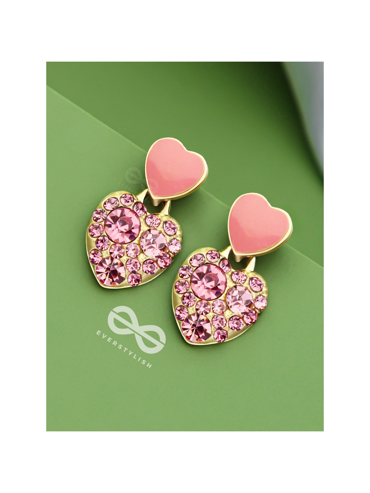 The Gems of Love - Golden Embellished Earrings