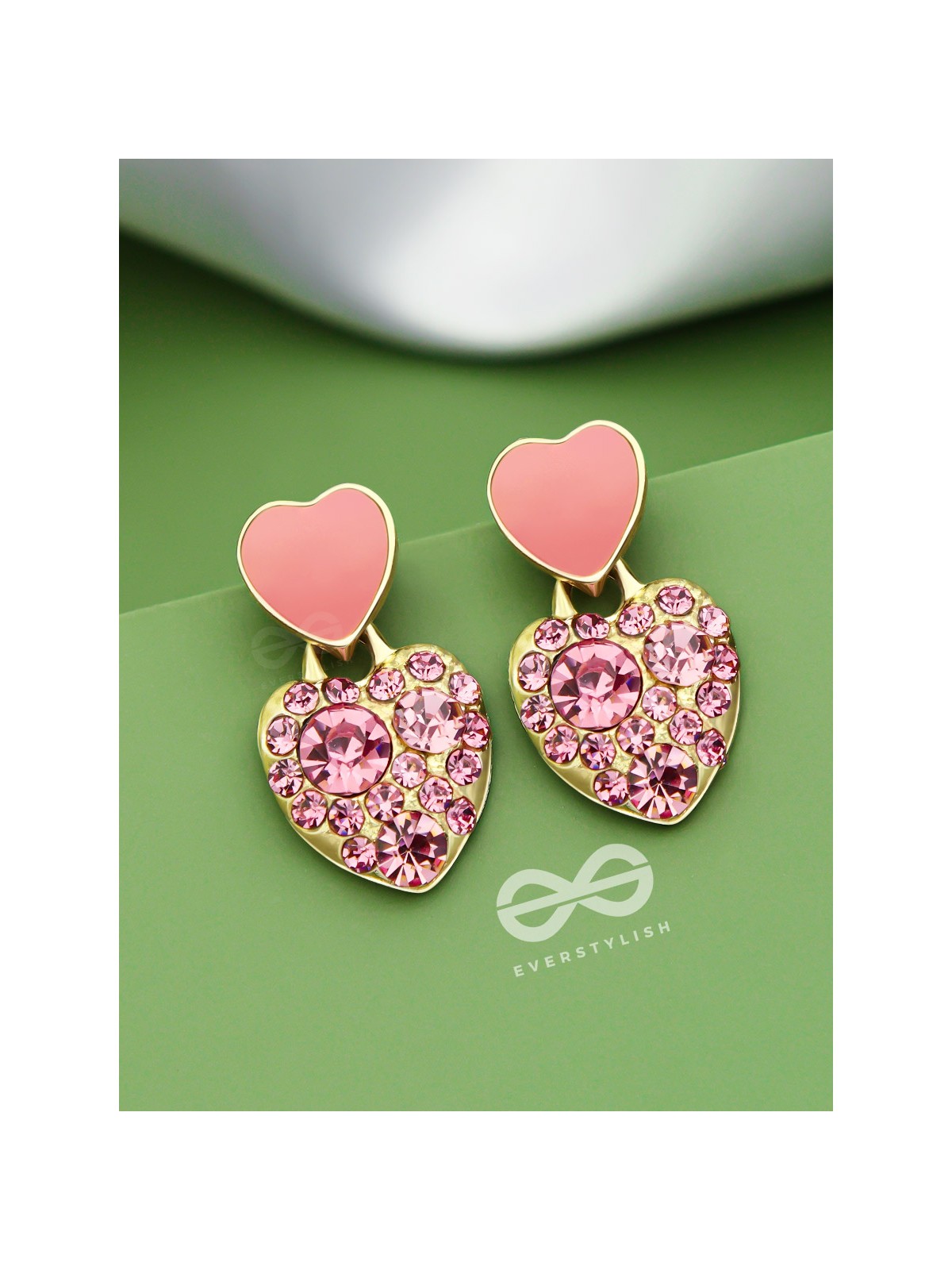 The Gems of Love - Golden Embellished Earrings