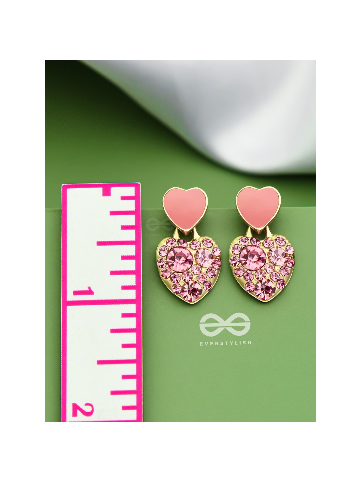The Gems of Love - Golden Embellished Earrings